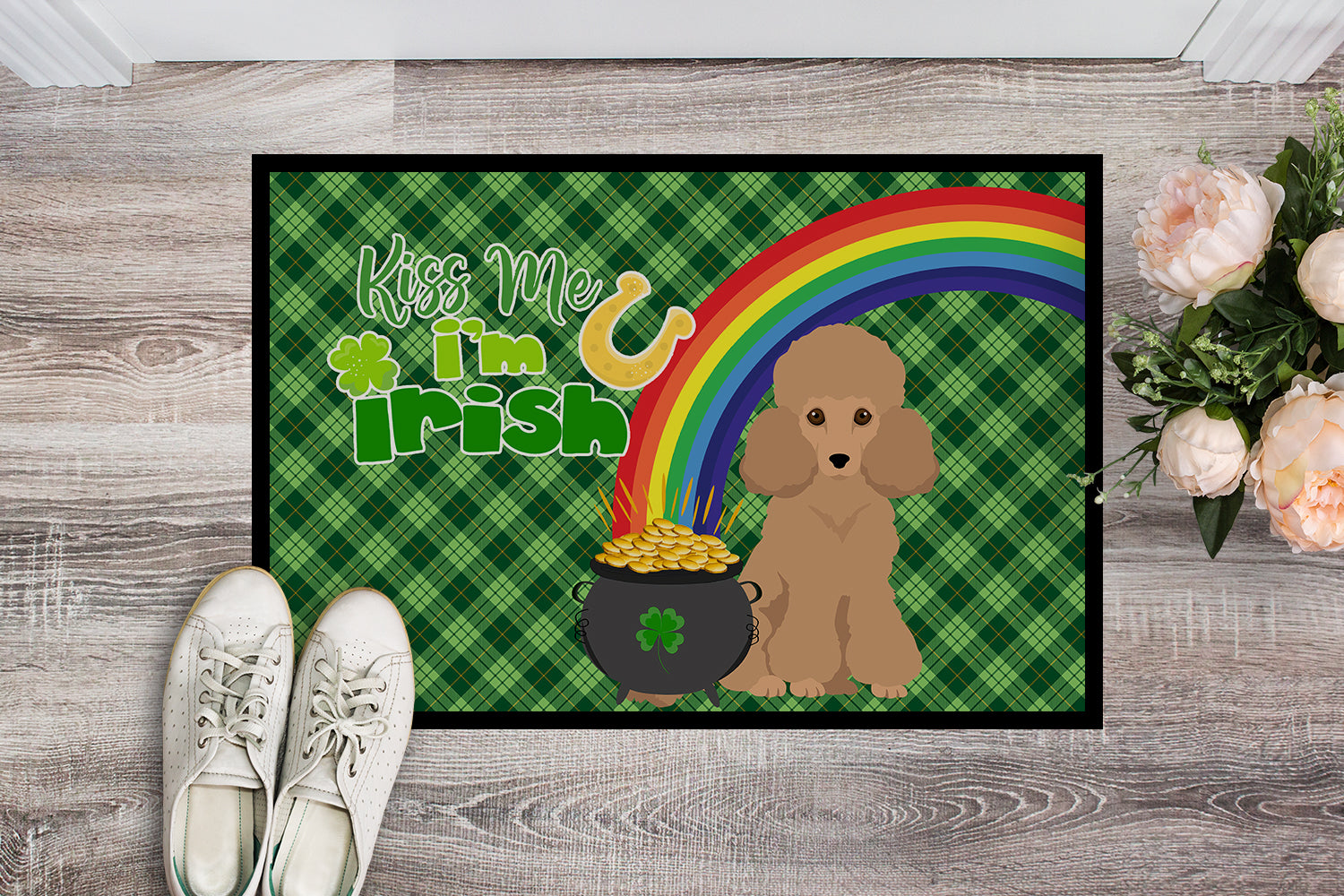 Toy Apricot Poodle St. Patrick's Day Indoor or Outdoor Mat 24x36 - the-store.com