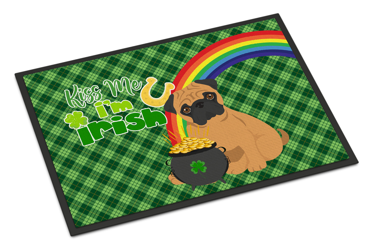 Buy this Apricot Pug St. Patrick's Day Indoor or Outdoor Mat 24x36