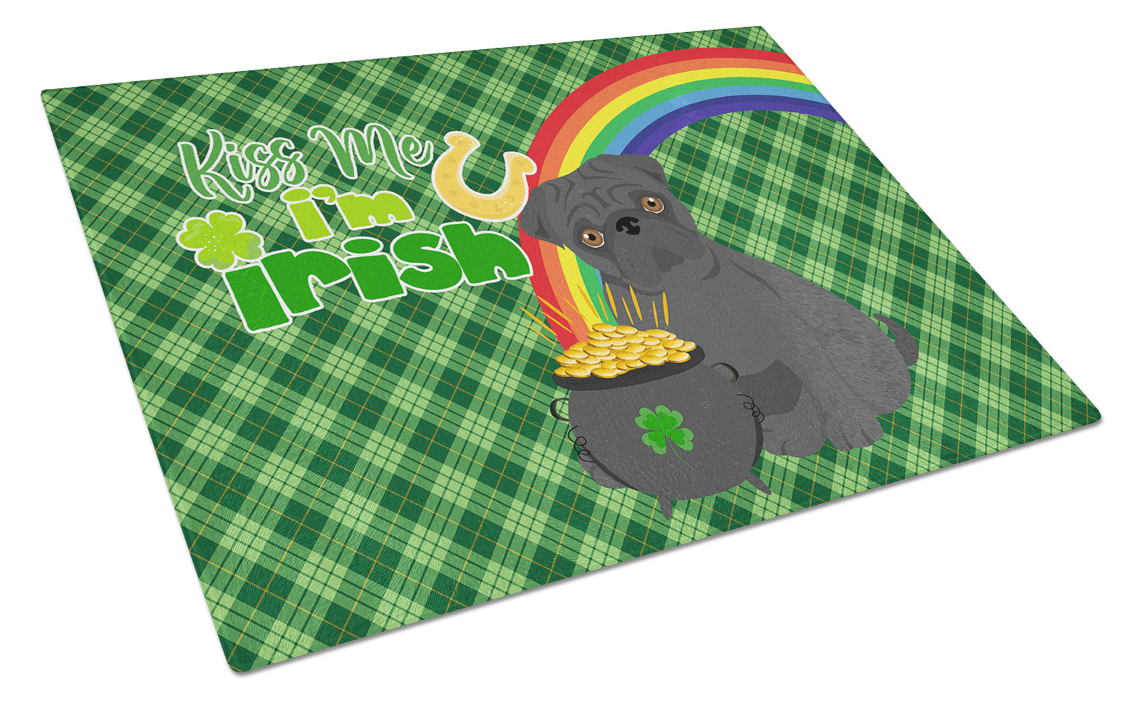 Buy this Black Pug St. Patrick's Day Glass Cutting Board Large