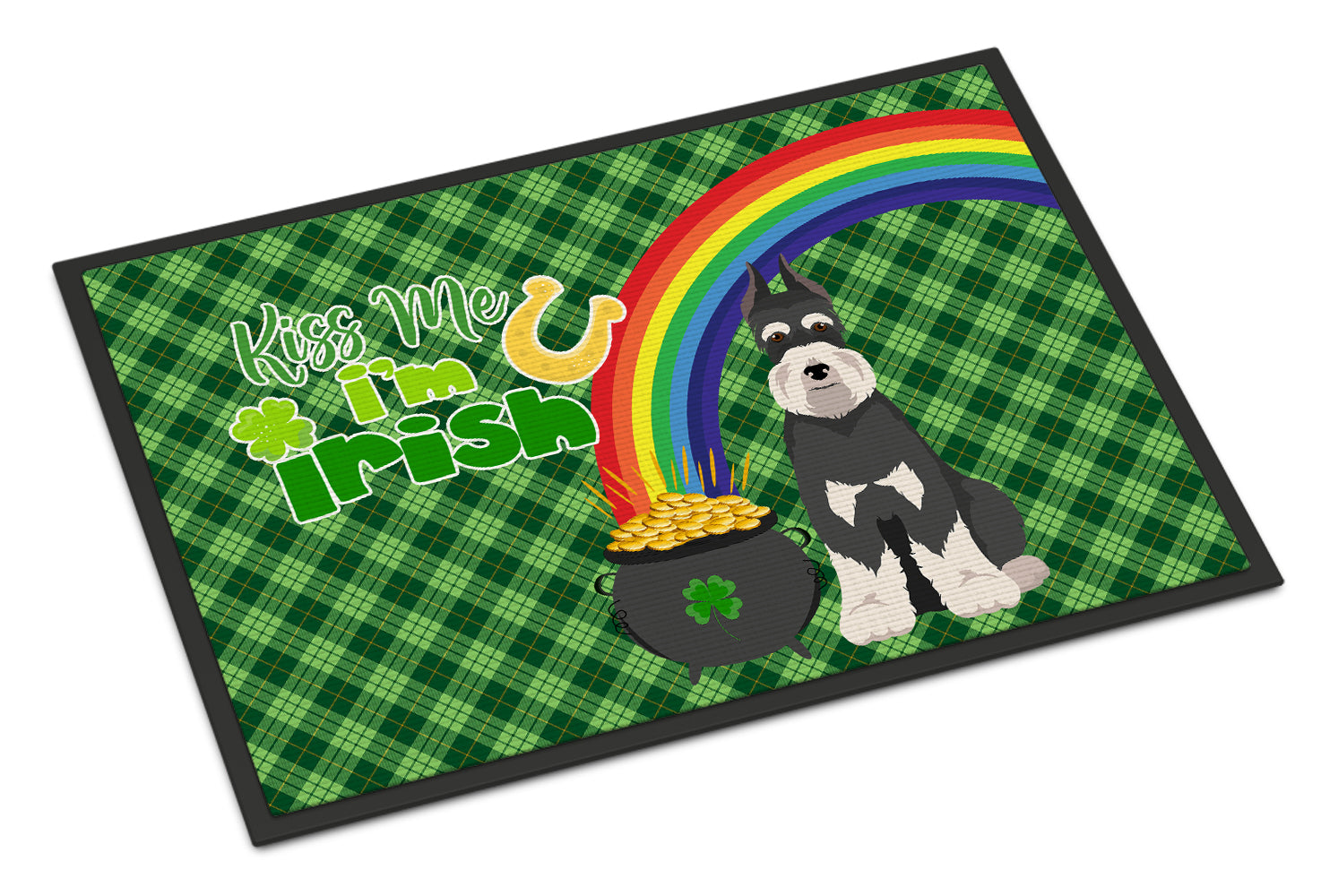 Buy this Black and Silver Schnauzer St. Patrick's Day Indoor or Outdoor Mat 24x36