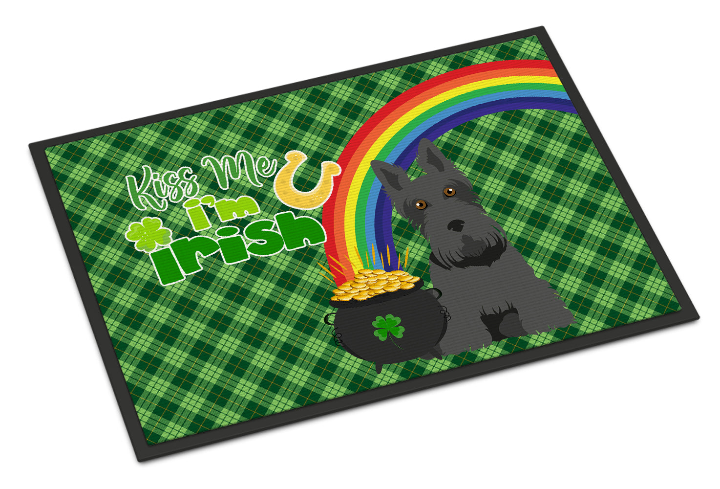 Buy this Black Scottish Terrier St. Patrick's Day Indoor or Outdoor Mat 24x36