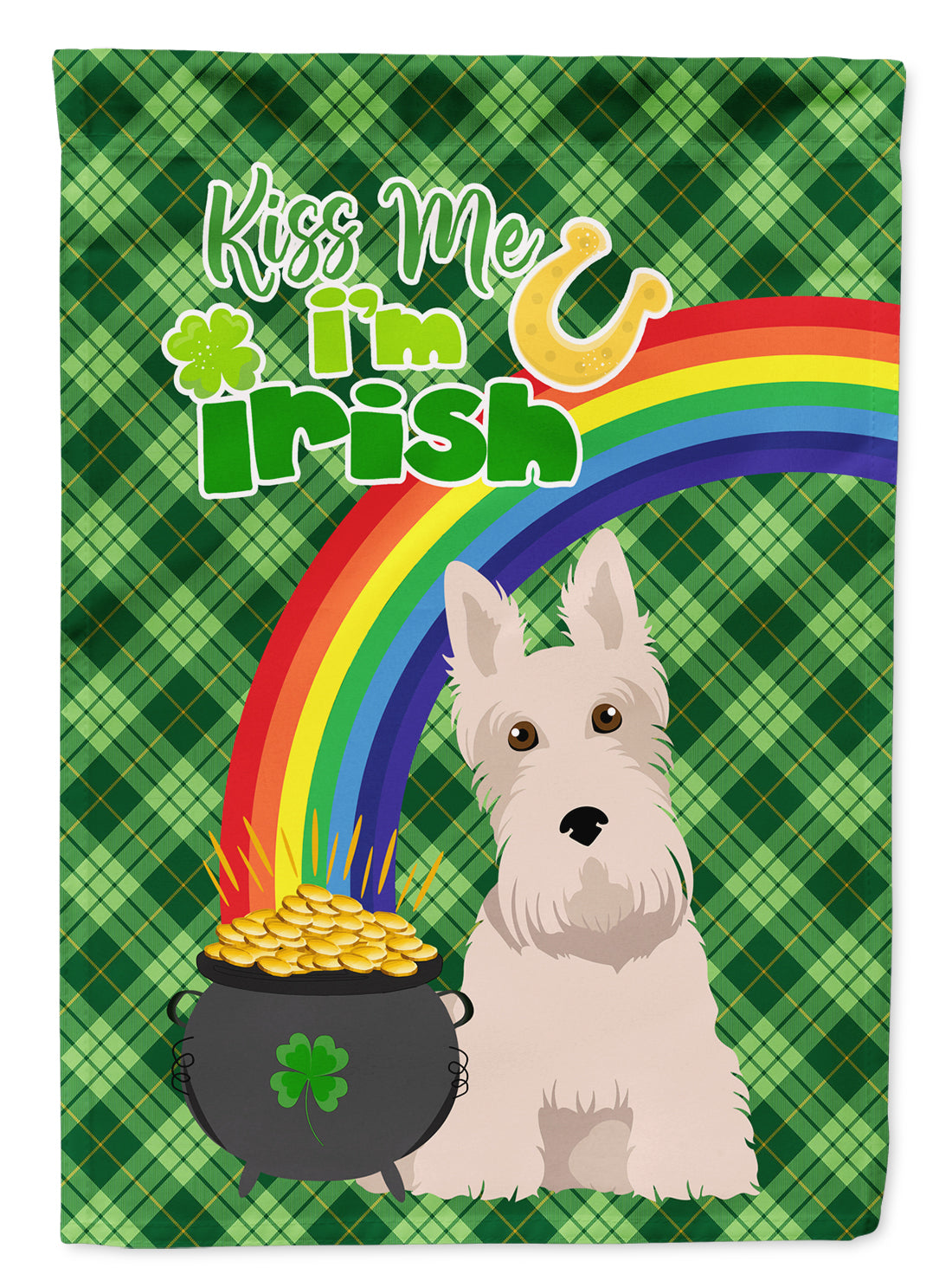 Wheaten Scottish Terrier St. Patrick's Day Flag Garden Size