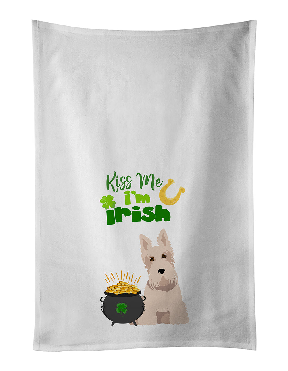 Buy this Wheaten Scottish Terrier St. Patrick's Day White Kitchen Towel Set of 2 Dish Towels