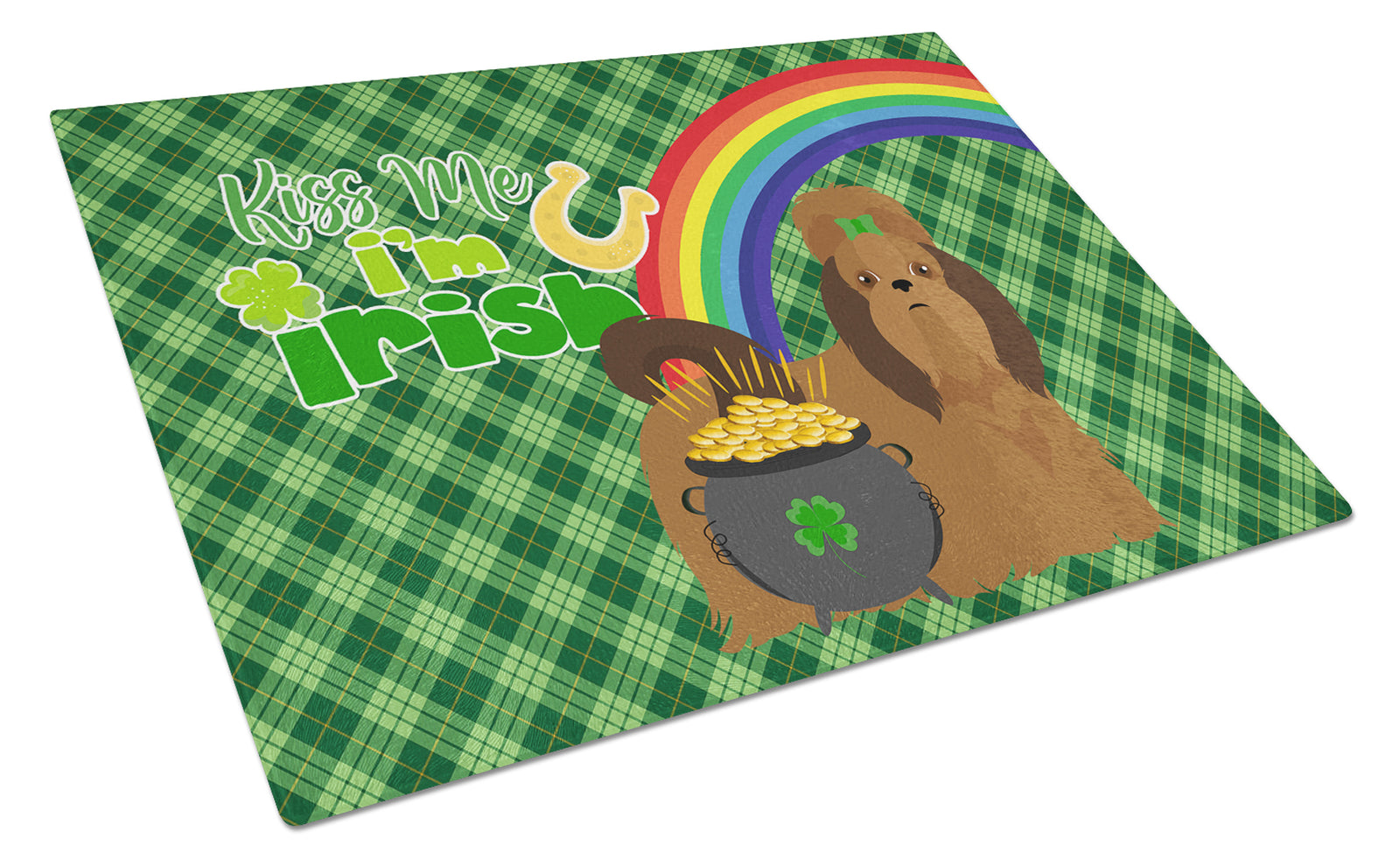 Buy this Red Shih Tzu St. Patrick's Day Glass Cutting Board Large