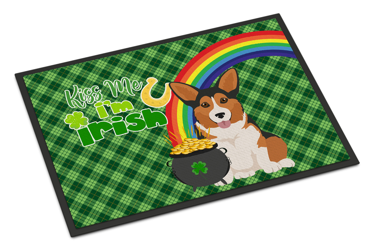 Buy this Sable Pembroke Corgi St. Patrick's Day Indoor or Outdoor Mat 24x36