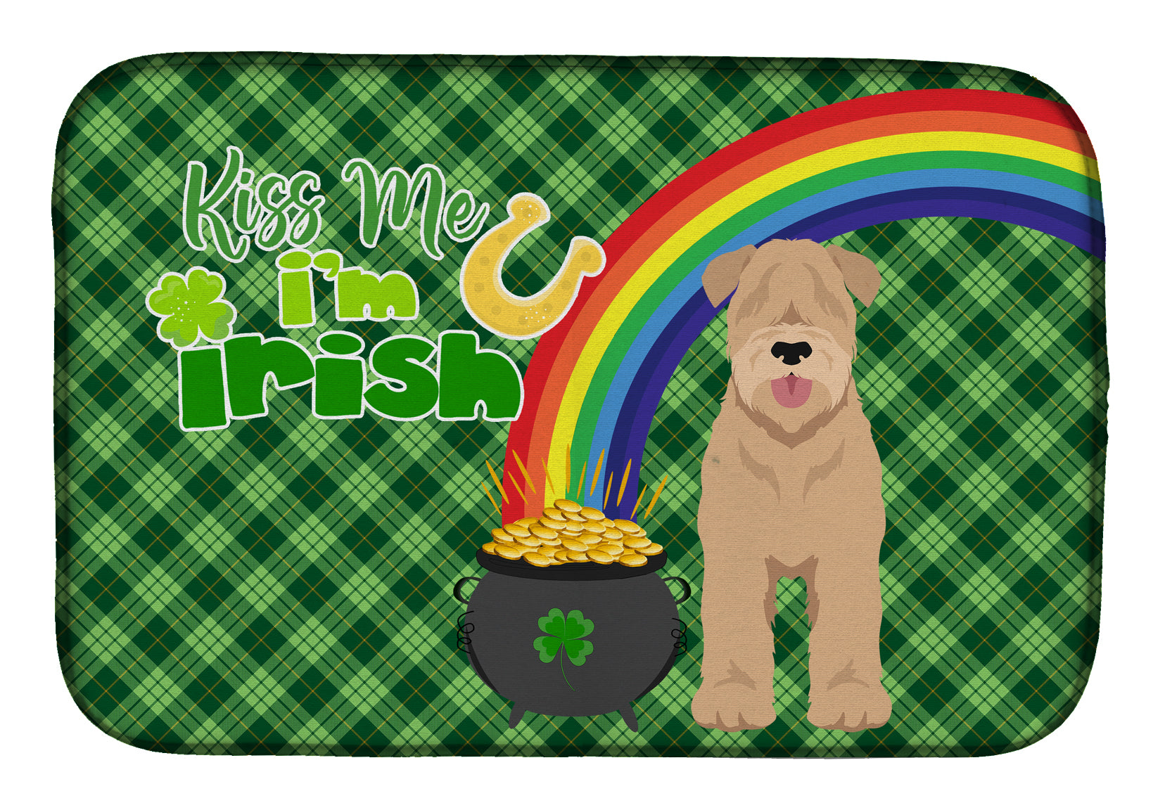 Red Wheaten Terrier St. Patrick's Day Dish Drying Mat