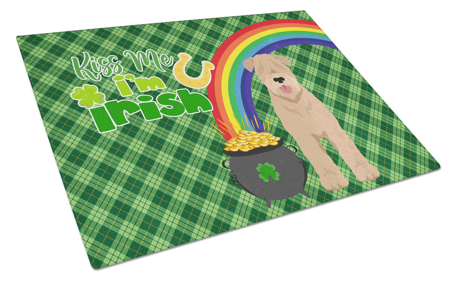 Buy this Red Wheaten Terrier St. Patrick's Day Glass Cutting Board Large