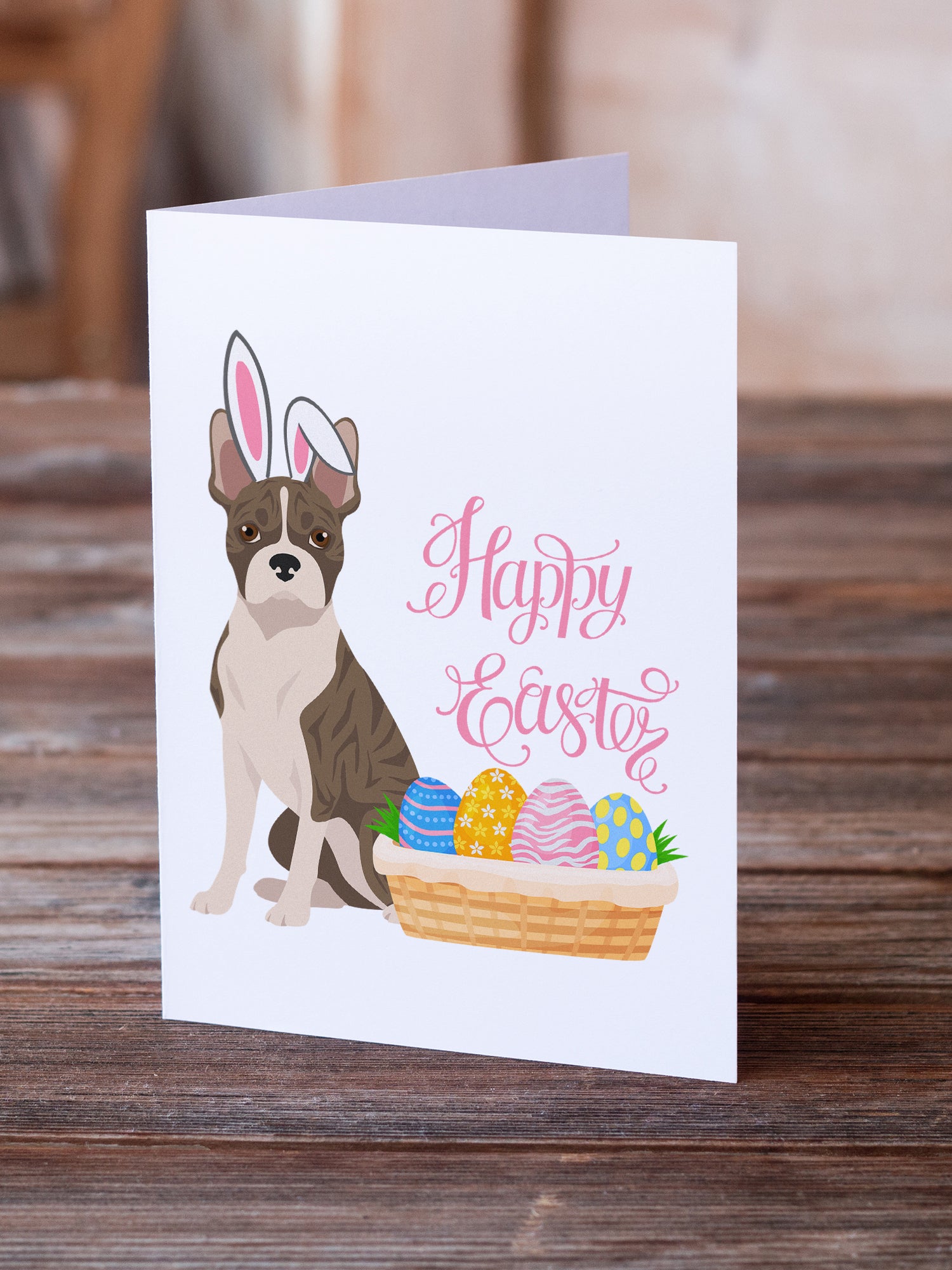 Buy this Brindle Boston Terrier Easter Greeting Cards and Envelopes Pack of 8