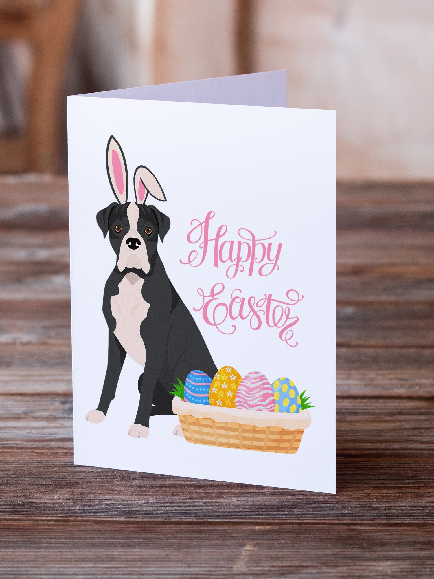 Buy this Natural Eared Black Boxer Easter Greeting Cards and Envelopes Pack of 8