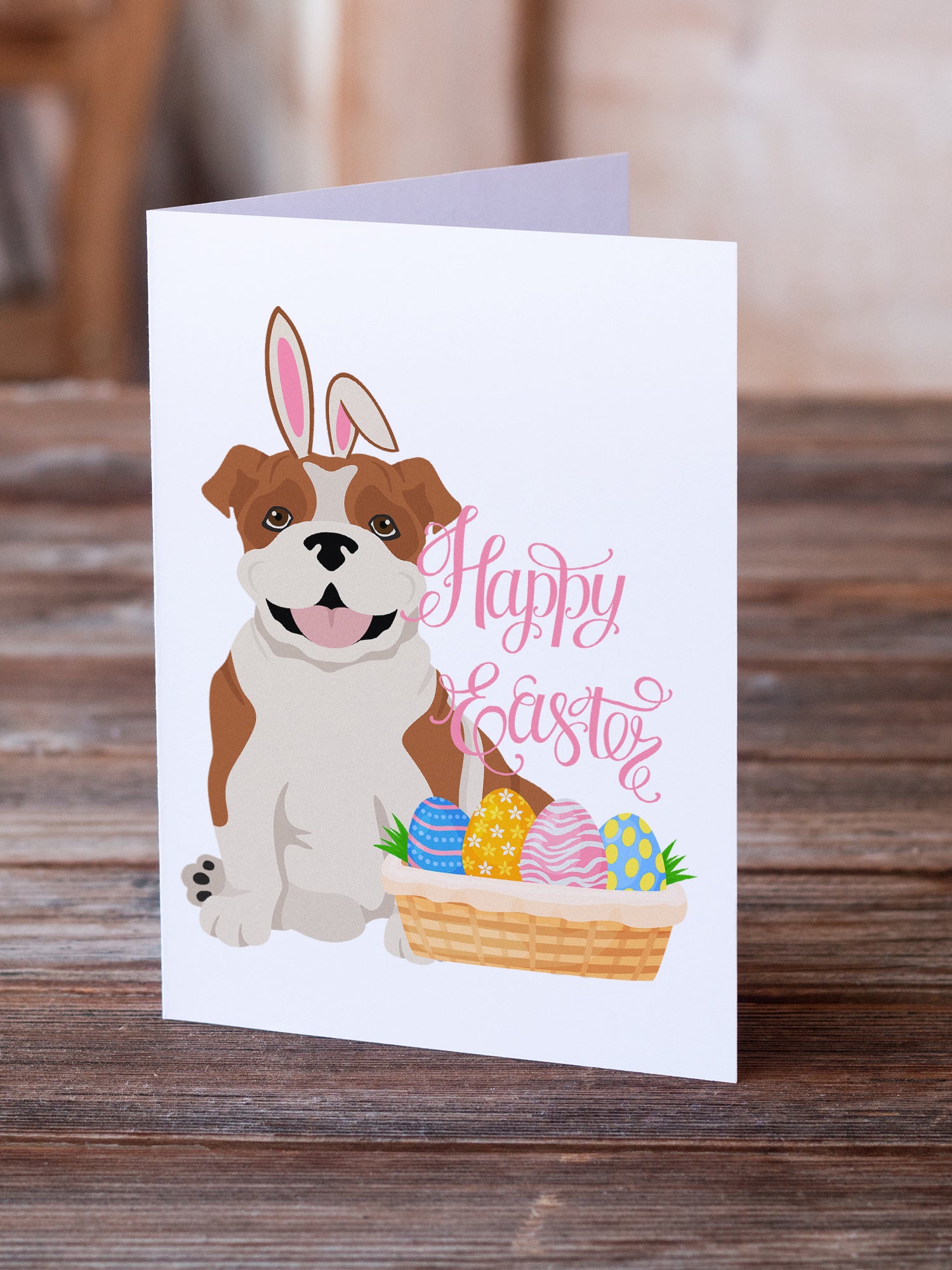 Buy this Red English Bulldog Easter Greeting Cards and Envelopes Pack of 8