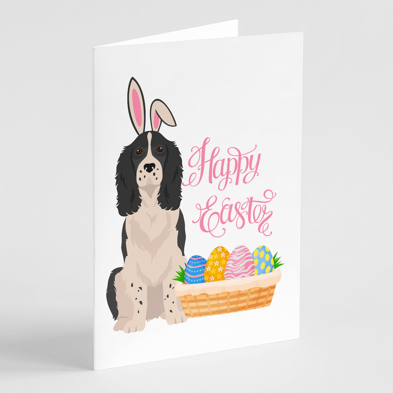 Buy this Black English Springer Spaniel Easter Greeting Cards and Envelopes Pack of 8