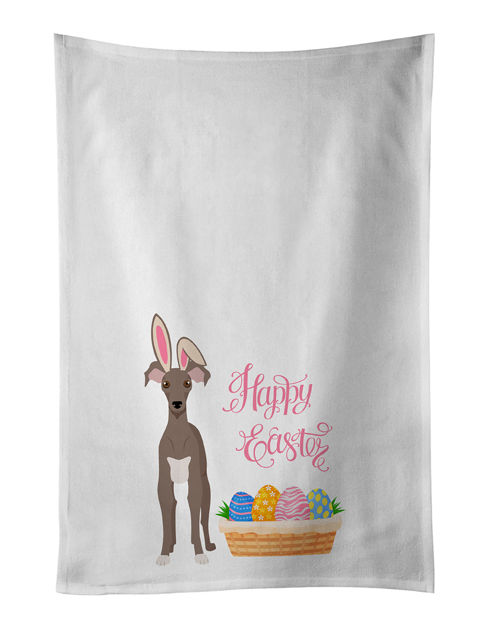Buy this Fawn Italian Greyhound Easter White Kitchen Towel Set of 2 Dish Towels
