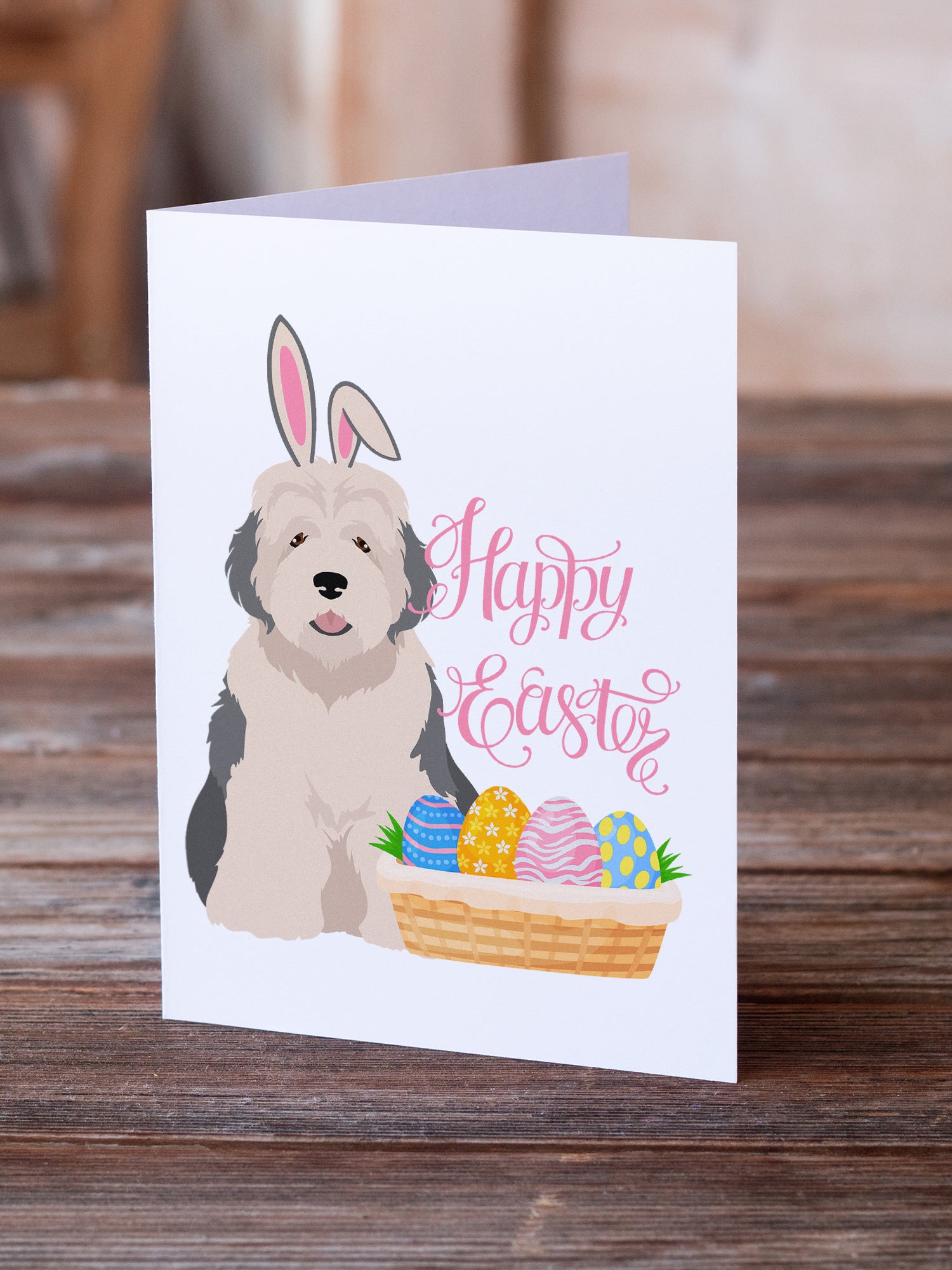 Buy this Old English Sheepdog Easter Greeting Cards and Envelopes Pack of 8