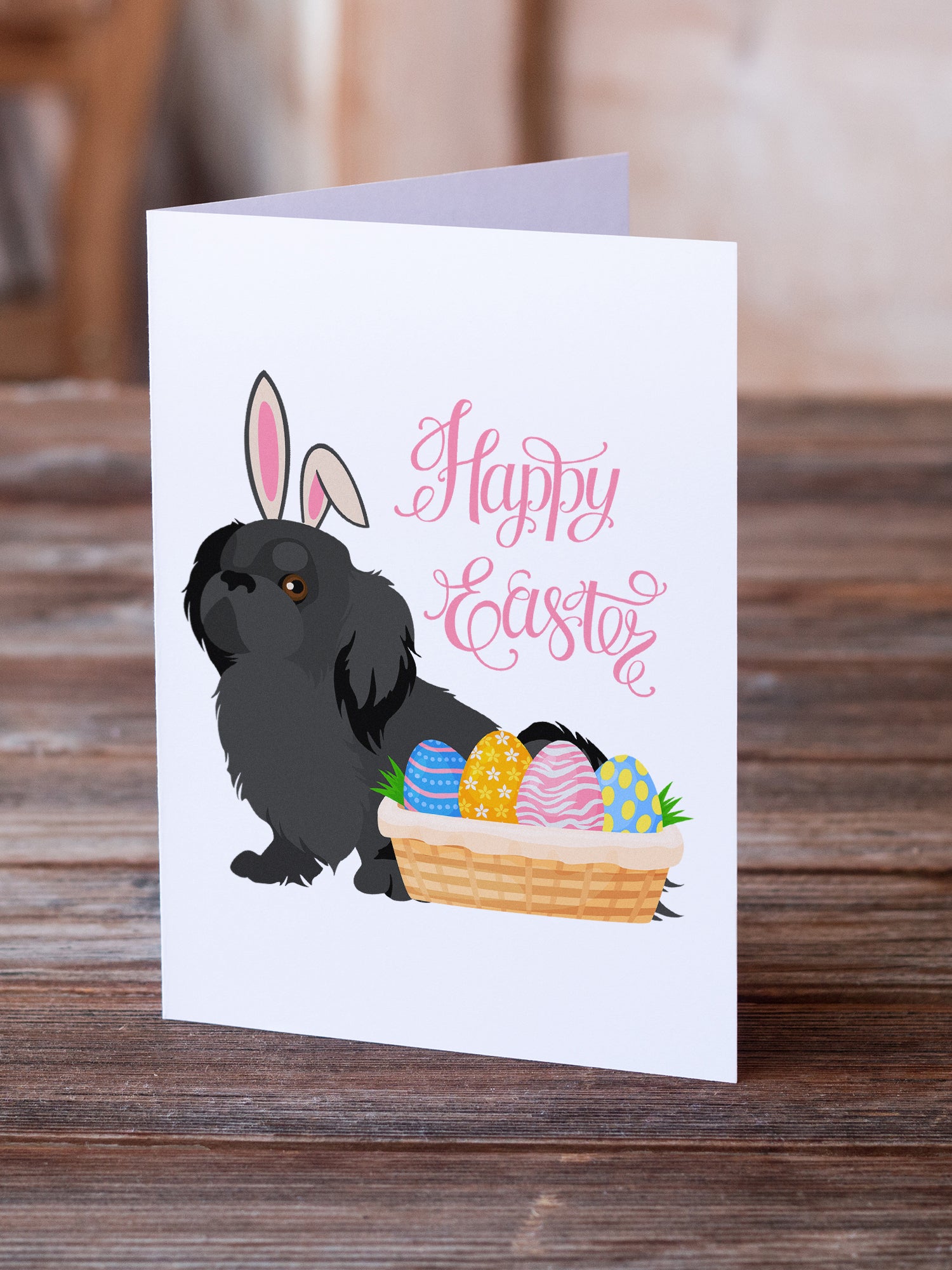 Buy this Black Pekingese Easter Greeting Cards and Envelopes Pack of 8
