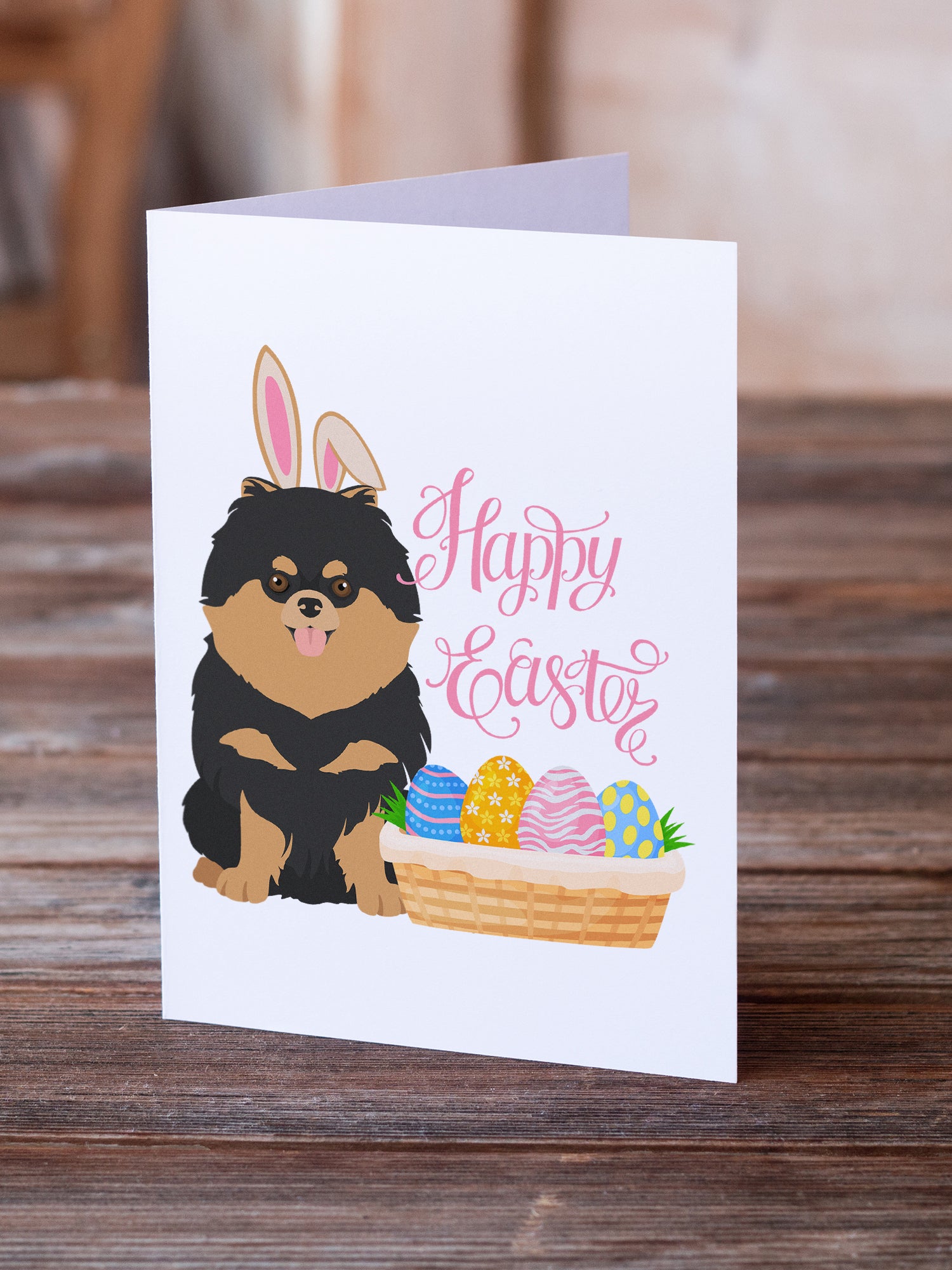 Buy this Black and Tan Pomeranian Easter Greeting Cards and Envelopes Pack of 8