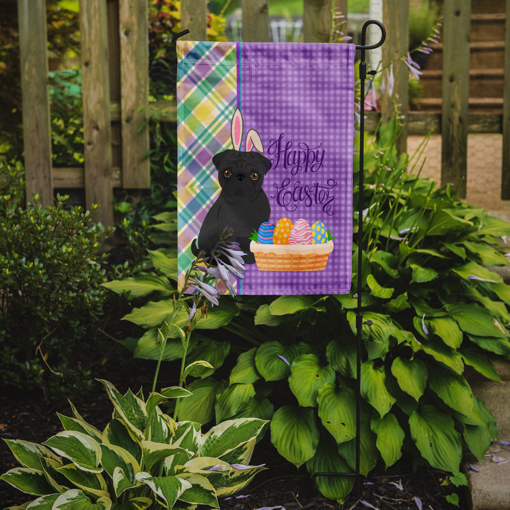 Black Pug Easter Flag Garden Size