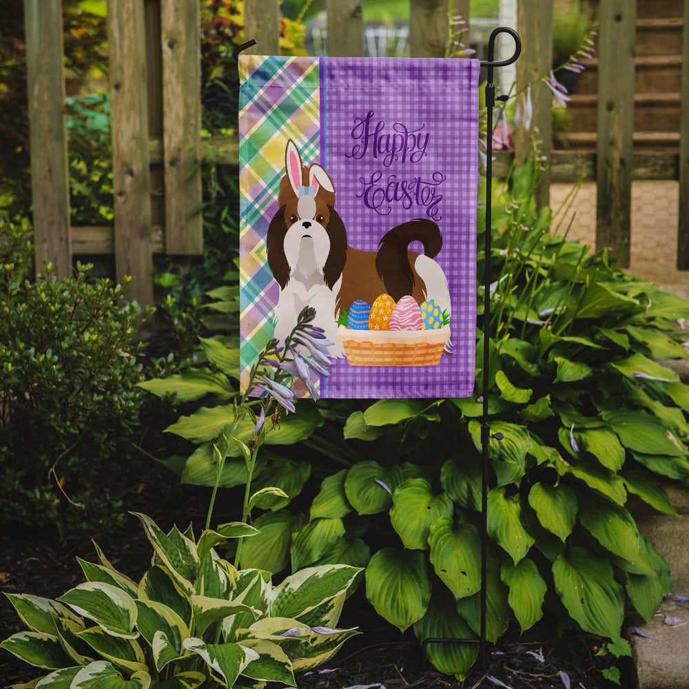 Red and White Shih Tzu Easter Flag Garden Size