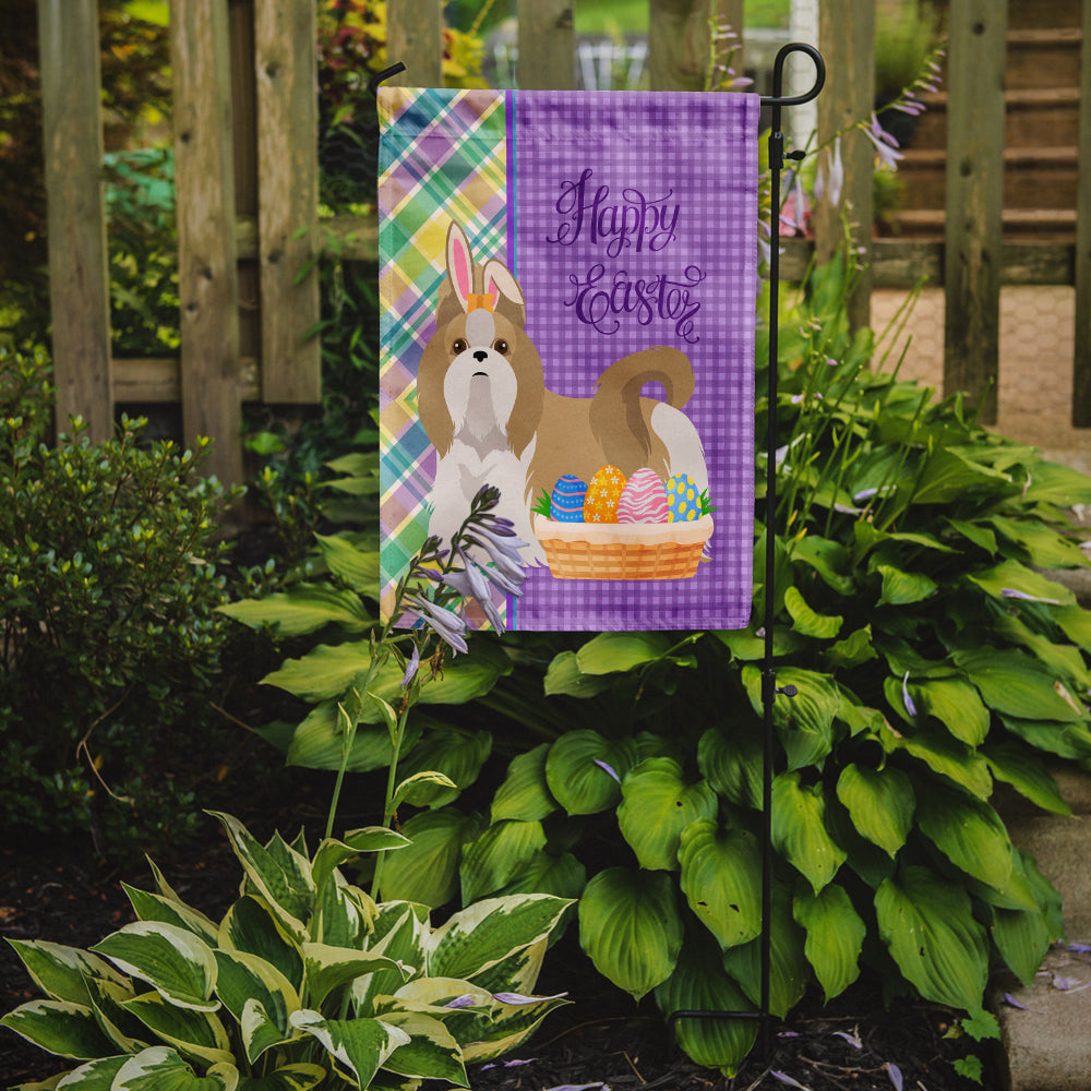 Gold and White Shih Tzu Easter Flag Garden Size