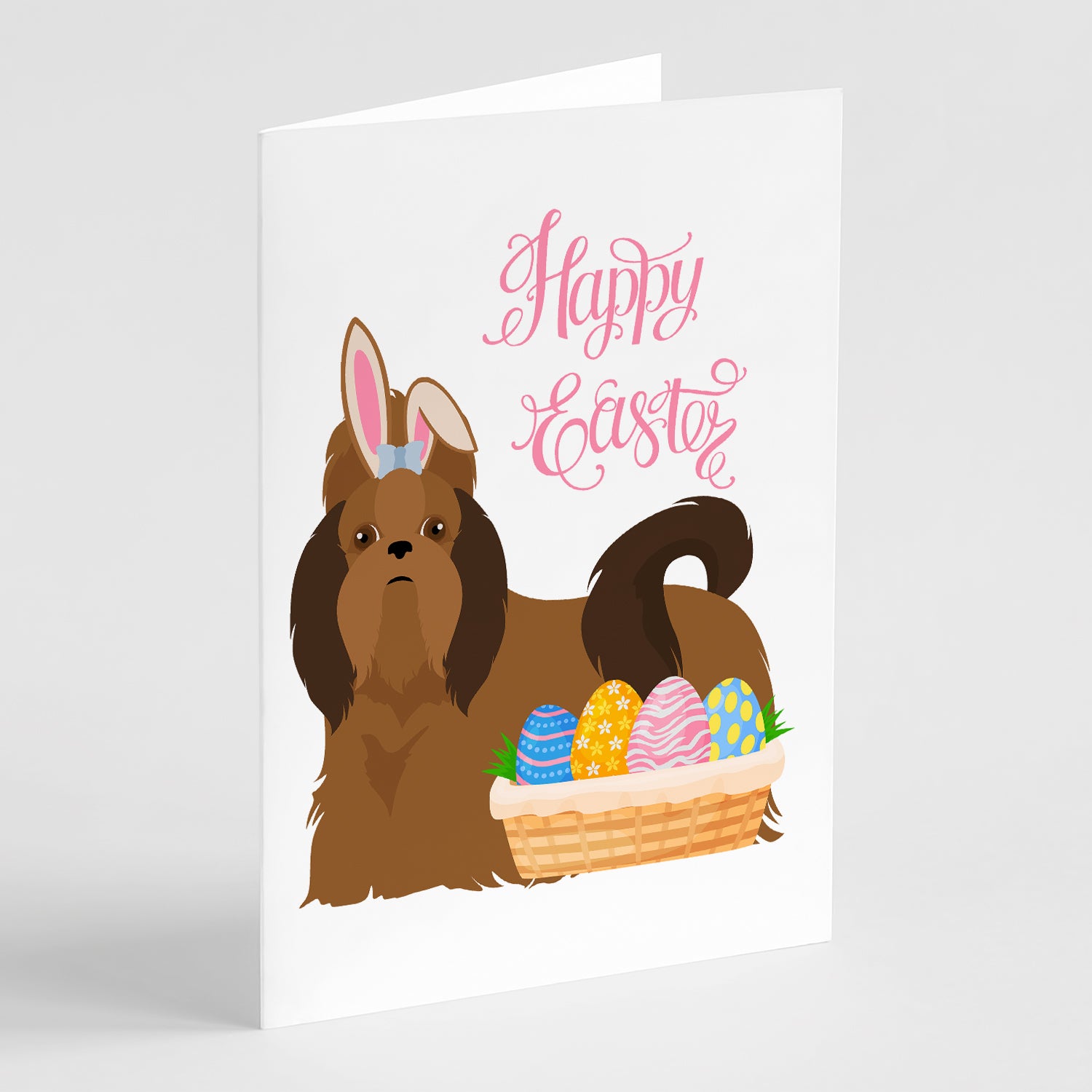 Buy this Red Shih Tzu Easter Greeting Cards and Envelopes Pack of 8