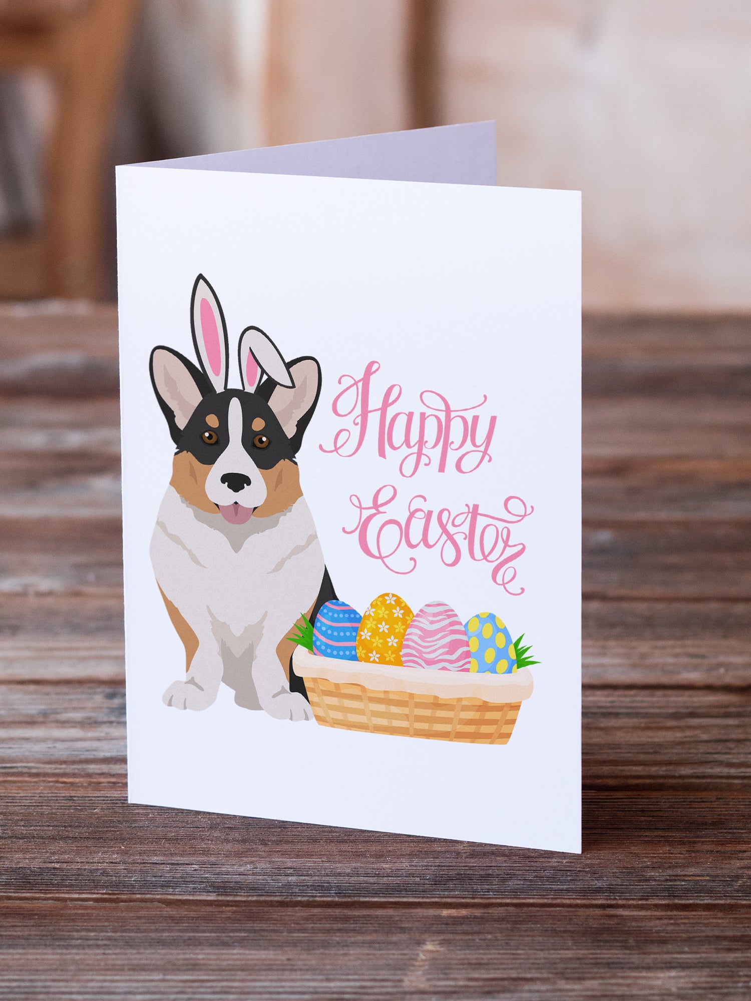 Buy this Tricolor Cardigan Corgi Easter Greeting Cards and Envelopes Pack of 8