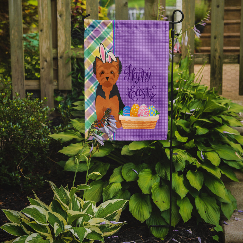 Black and Tan Puppy Cut Yorkshire Terrier Easter Flag Garden Size