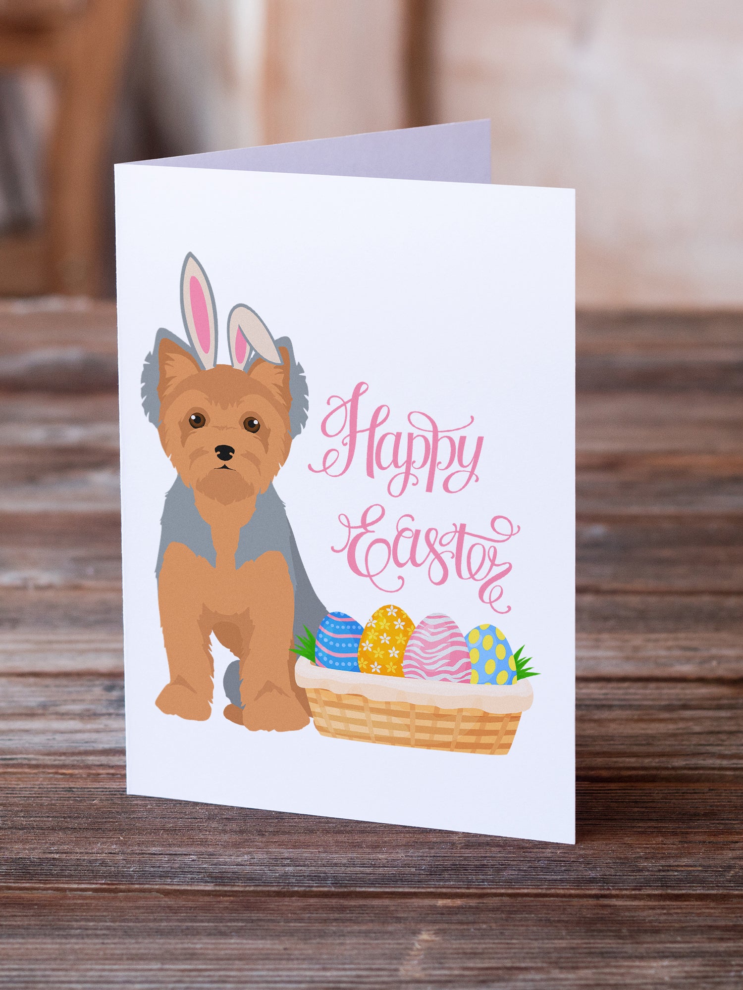 Buy this Blue and Tan Puppy Cut Yorkshire Terrier Easter Greeting Cards and Envelopes Pack of 8