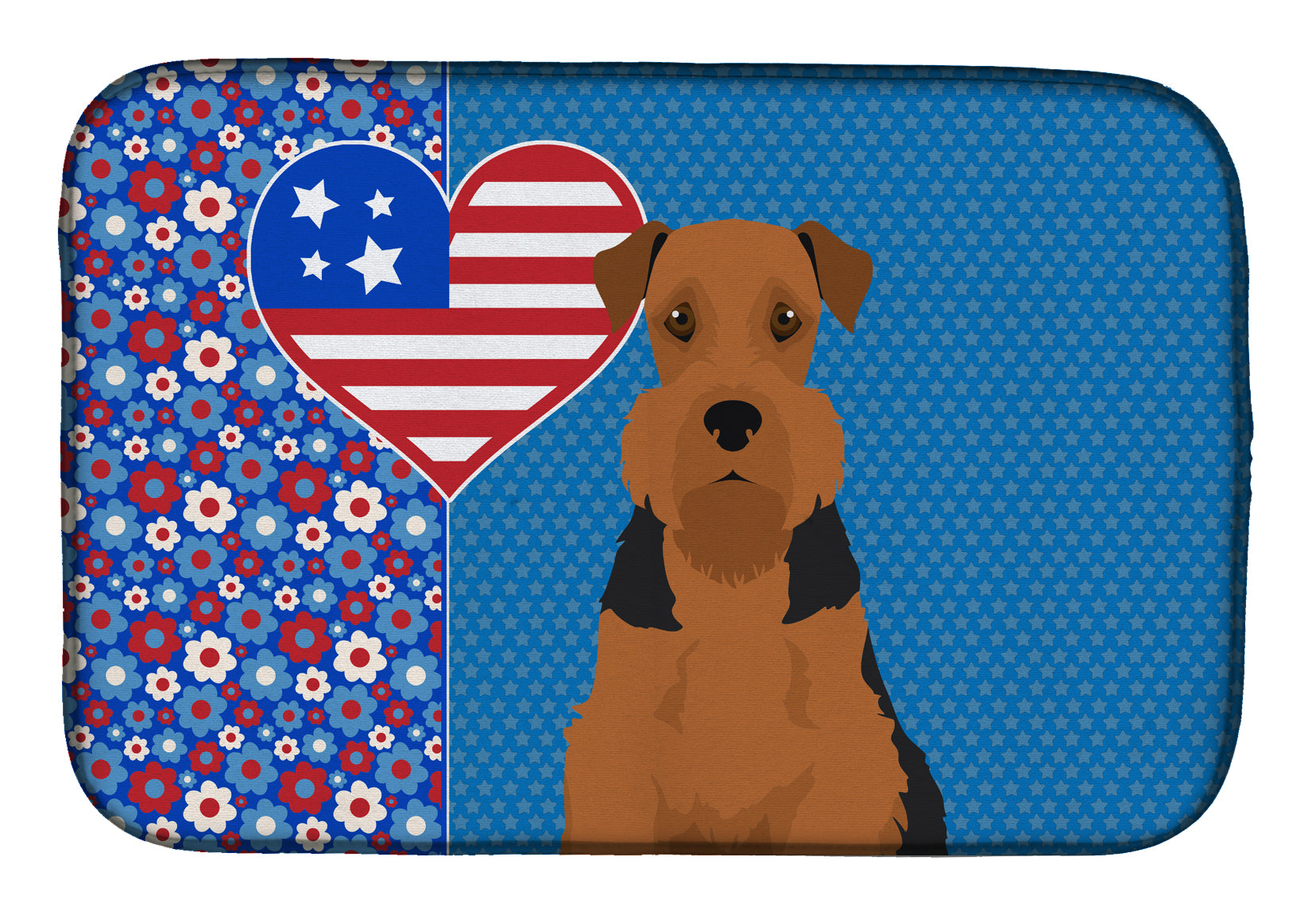 Black and Tan Airedale Terrier USA American Dish Drying Mat