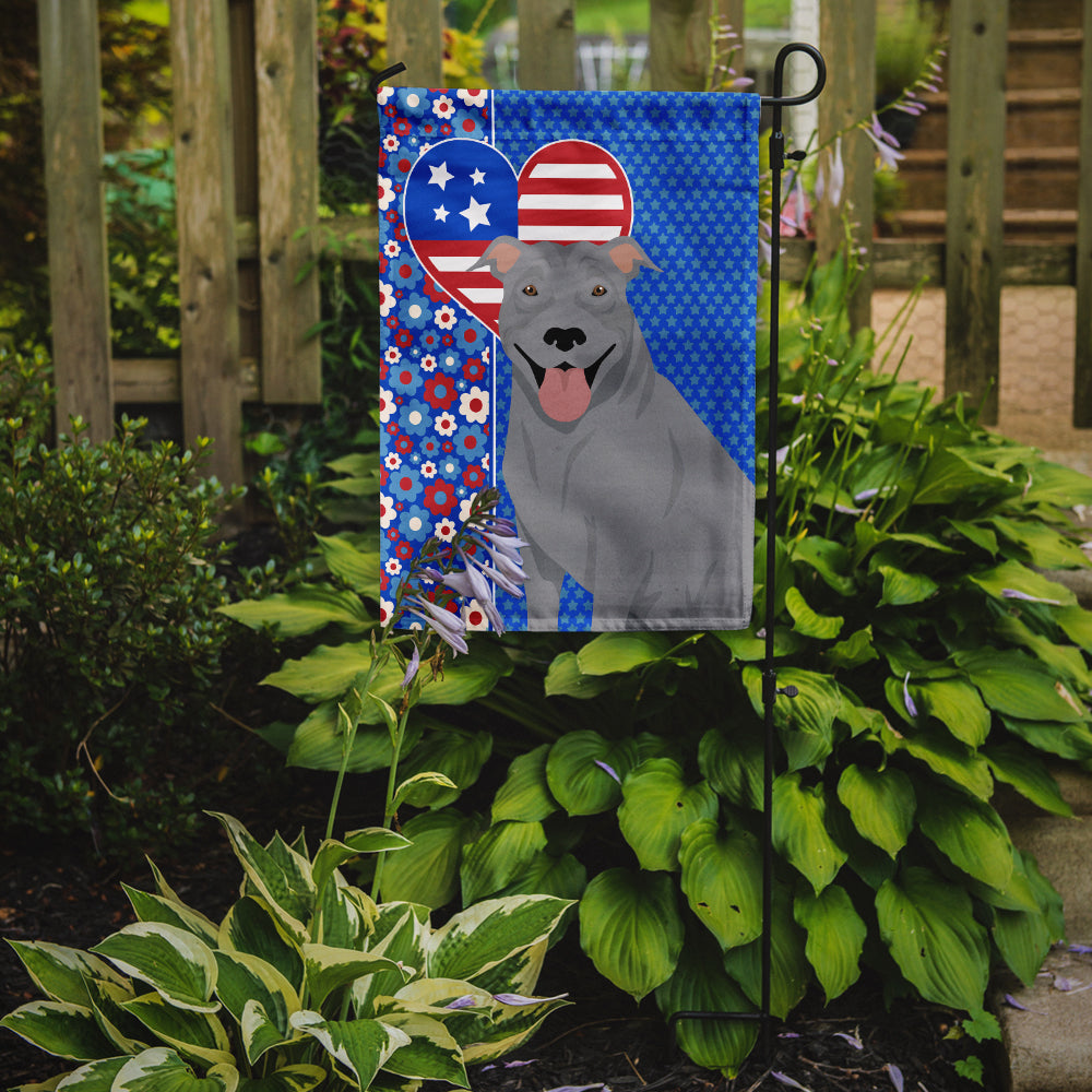 Blue Pit Bull Terrier USA American Flag Garden Size