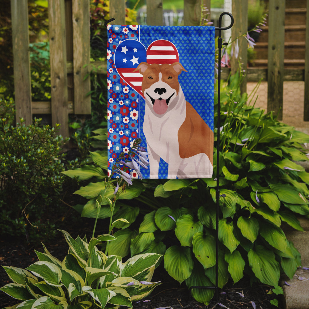 Red and White Pit Bull Terrier USA American Flag Garden Size