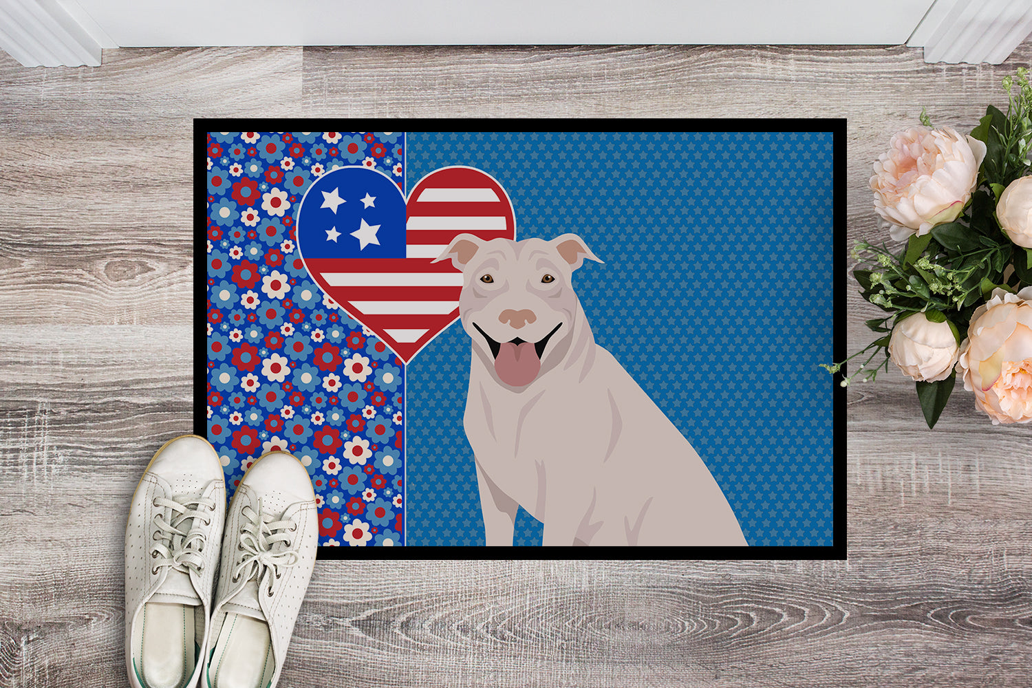 Buy this White Pit Bull Terrier USA American Indoor or Outdoor Mat 24x36