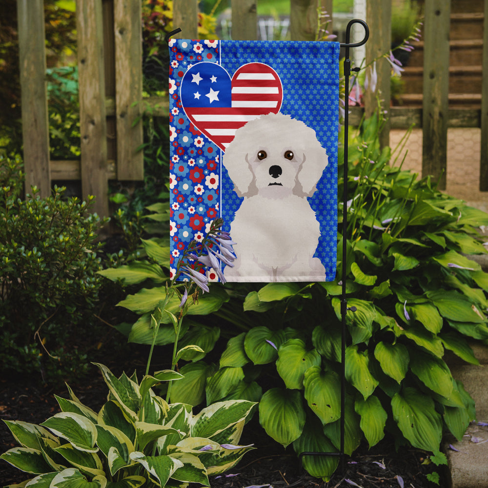 Bichon Frise USA American Flag Garden Size
