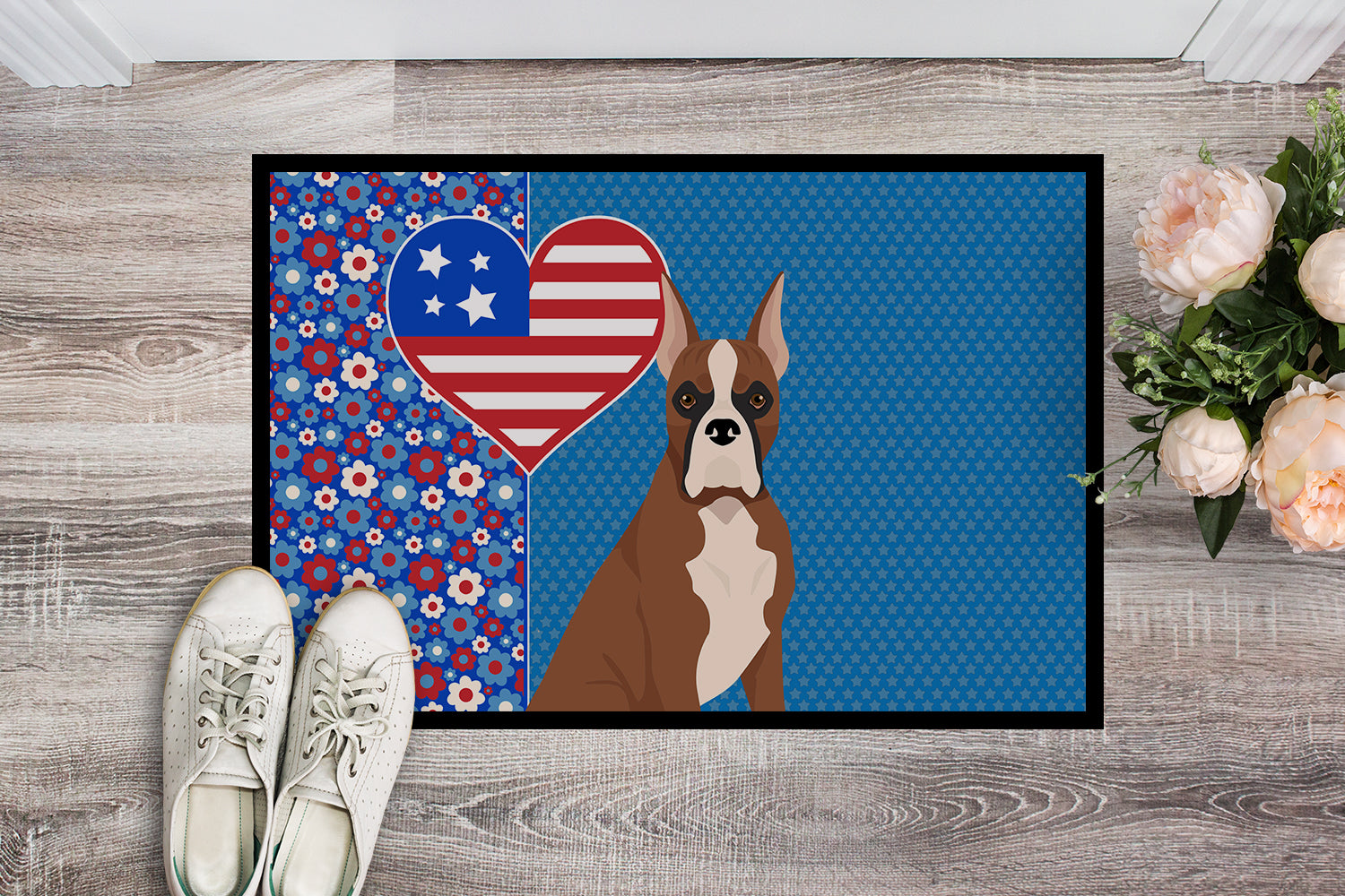 Buy this Red Fawn Boxer USA American Indoor or Outdoor Mat 24x36