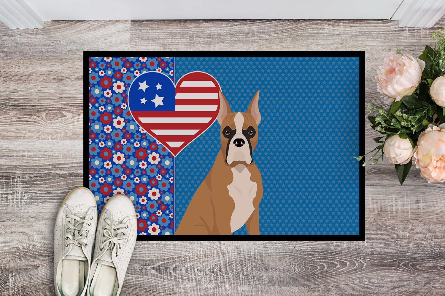 Buy this Fawn Boxer USA American Indoor or Outdoor Mat 24x36