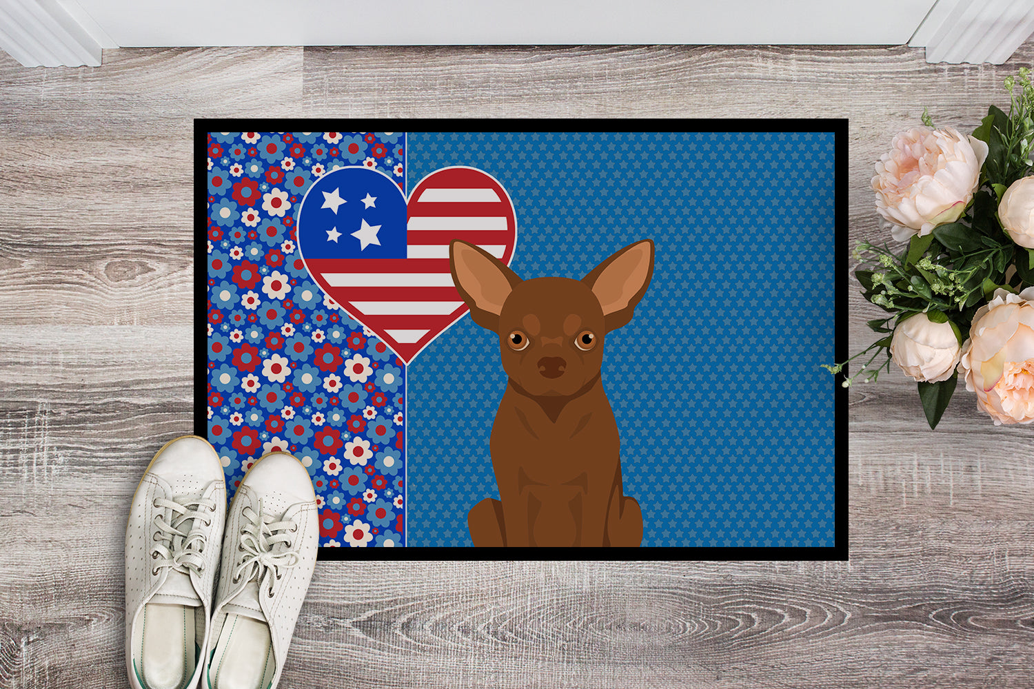 Buy this Chocolate Chihuahua USA American Indoor or Outdoor Mat 24x36