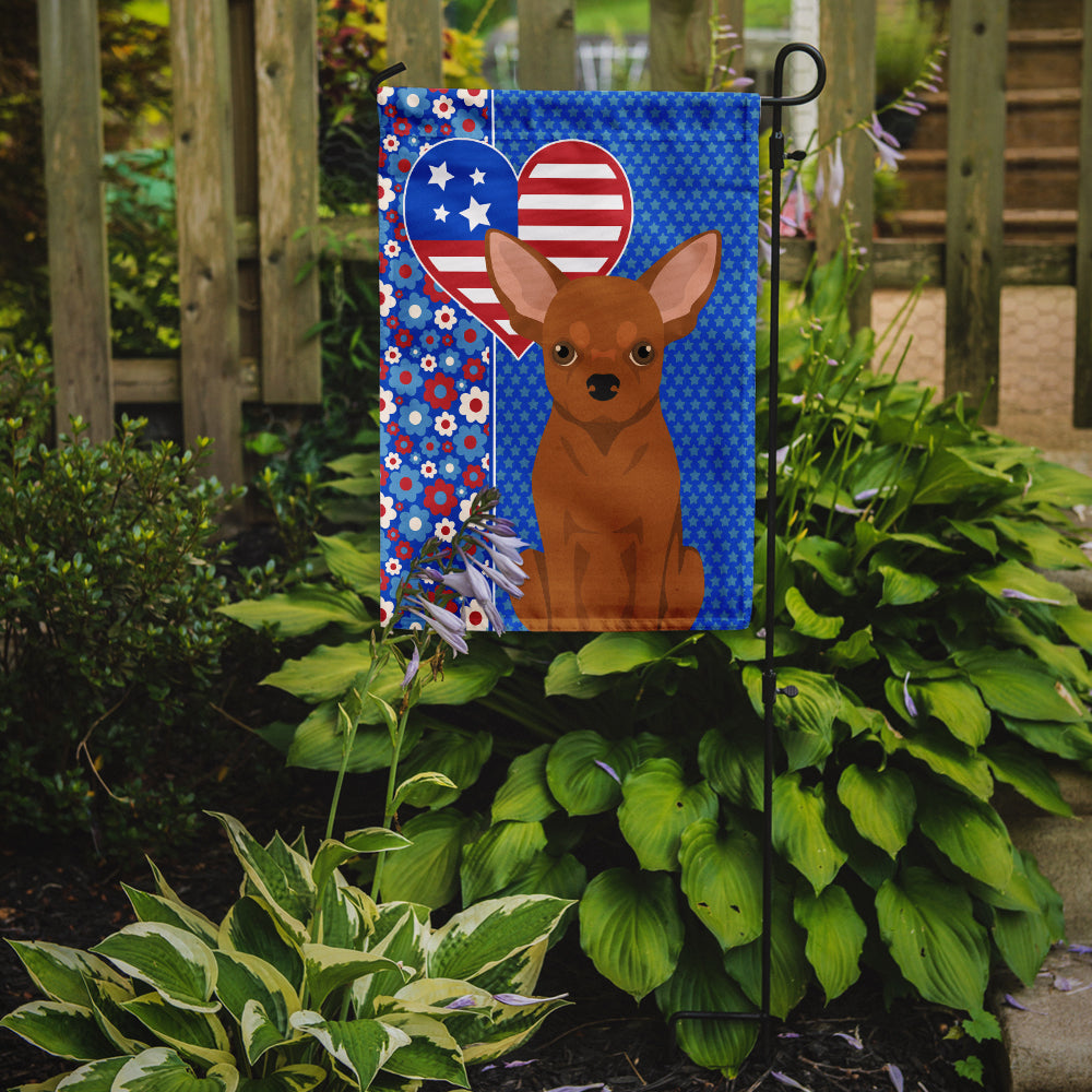 Red Chihuahua USA American Flag Garden Size
