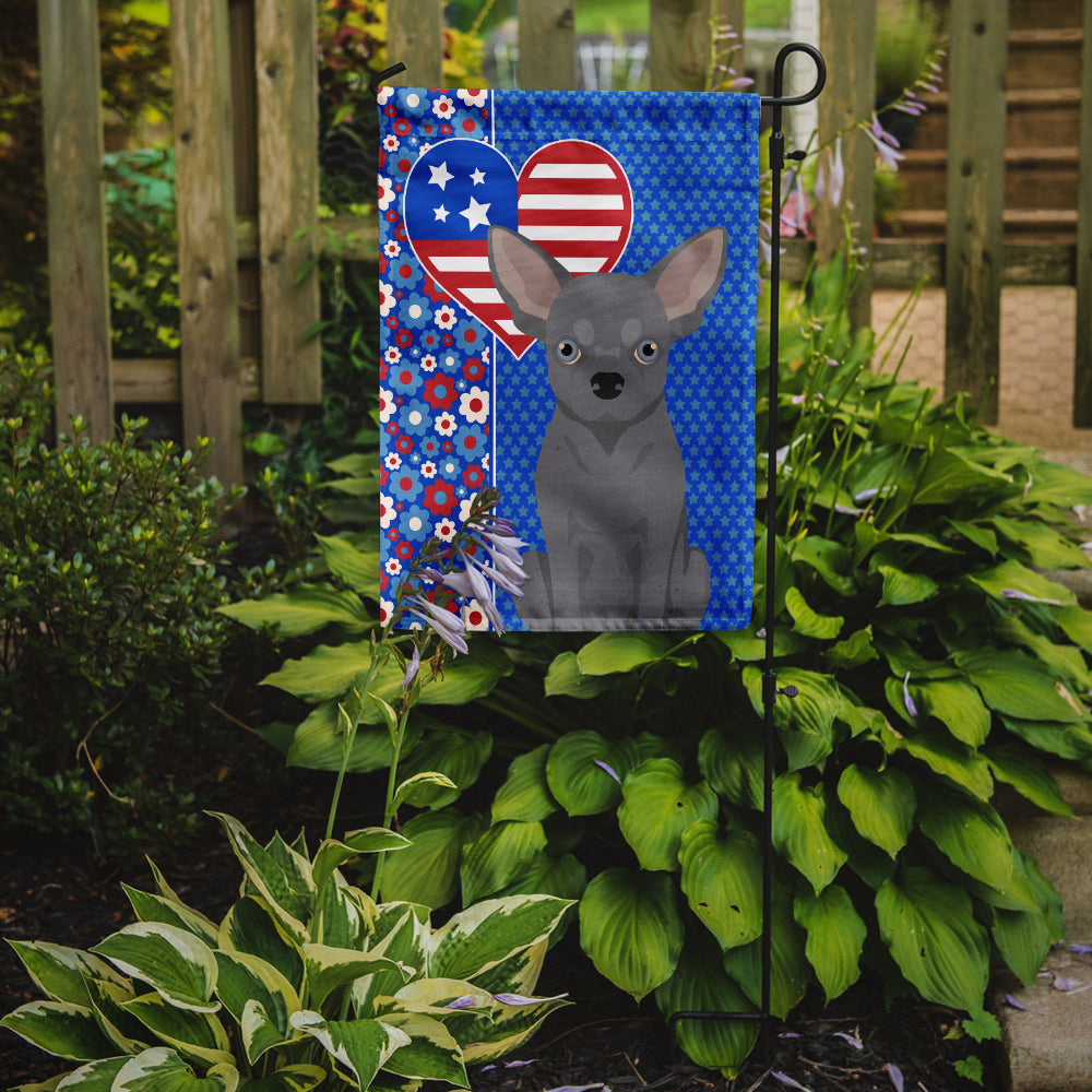 Blue Chihuahua USA American Flag Garden Size