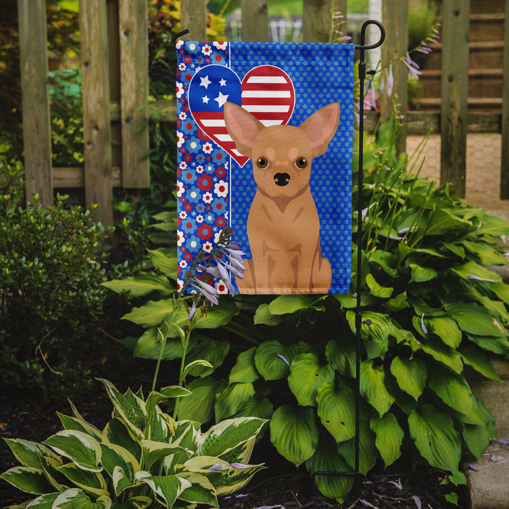 Gold Chihuahua USA American Flag Garden Size