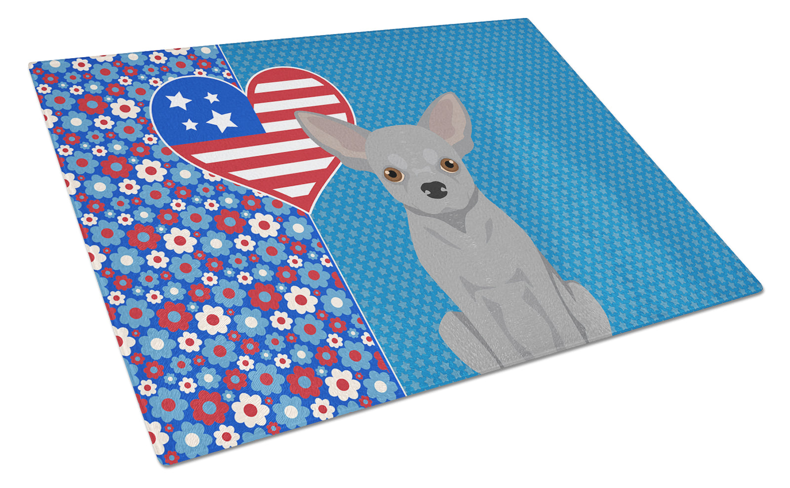 Buy this Silver Chihuahua USA American Glass Cutting Board Large