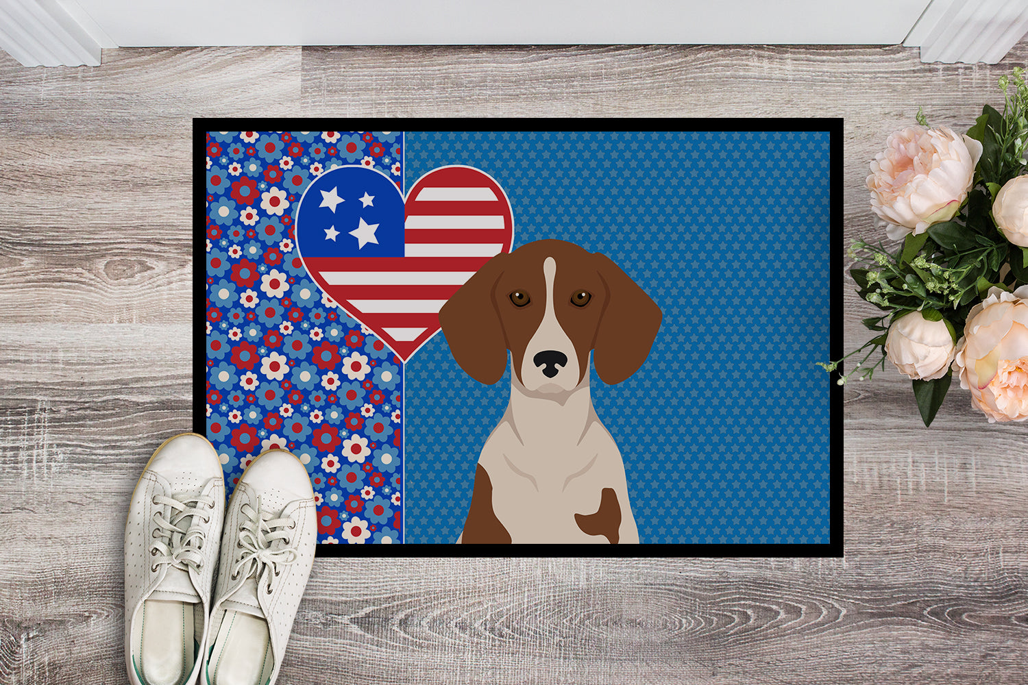 Buy this Red Piebald Dachshund USA American Indoor or Outdoor Mat 24x36