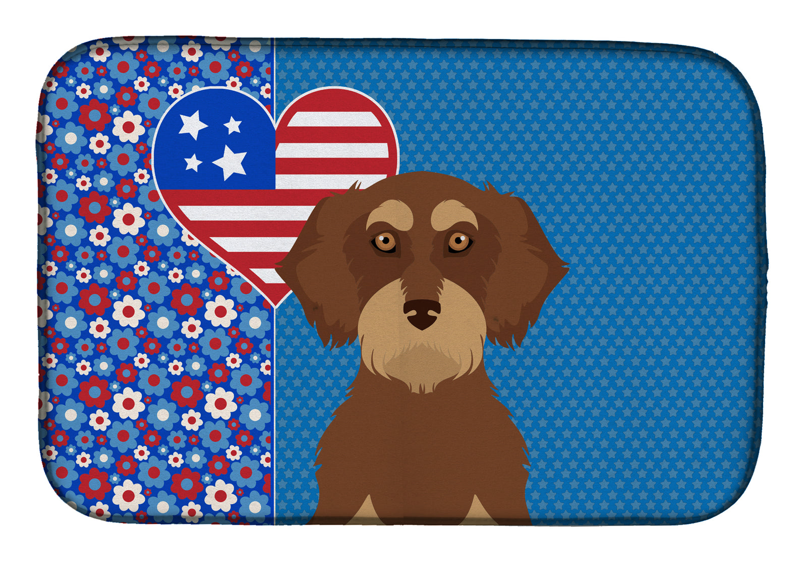 Wirehair Red and Tan Dachshund USA American Dish Drying Mat