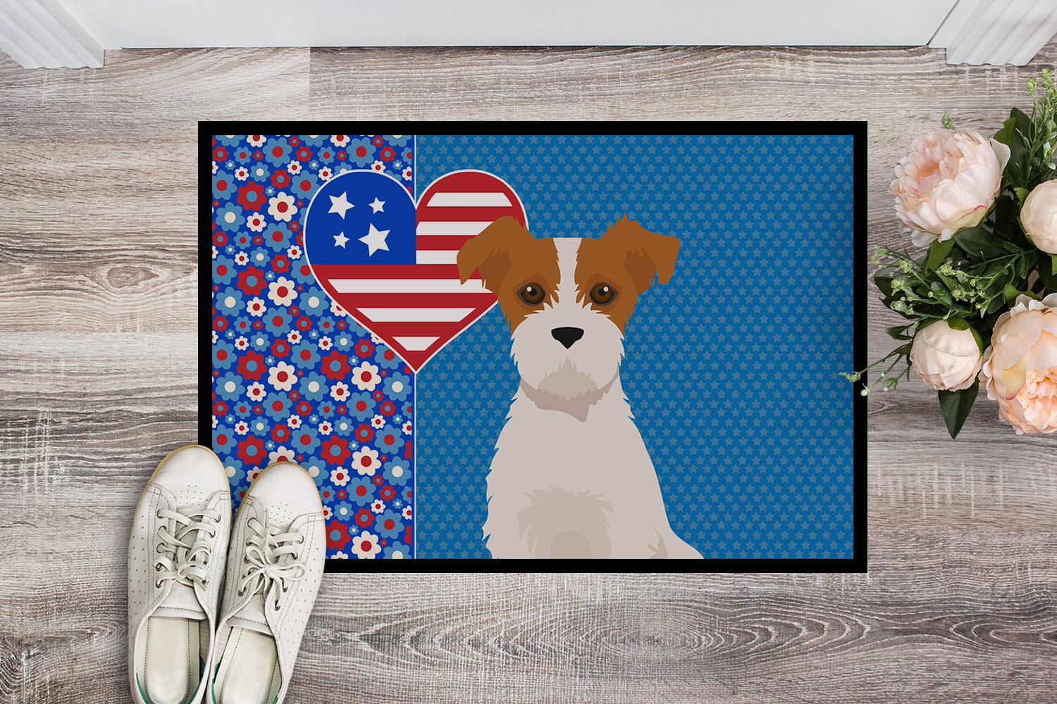 Buy this Brown White Wirehair Jack Russell Terrier USA American Indoor or Outdoor Mat 24x36