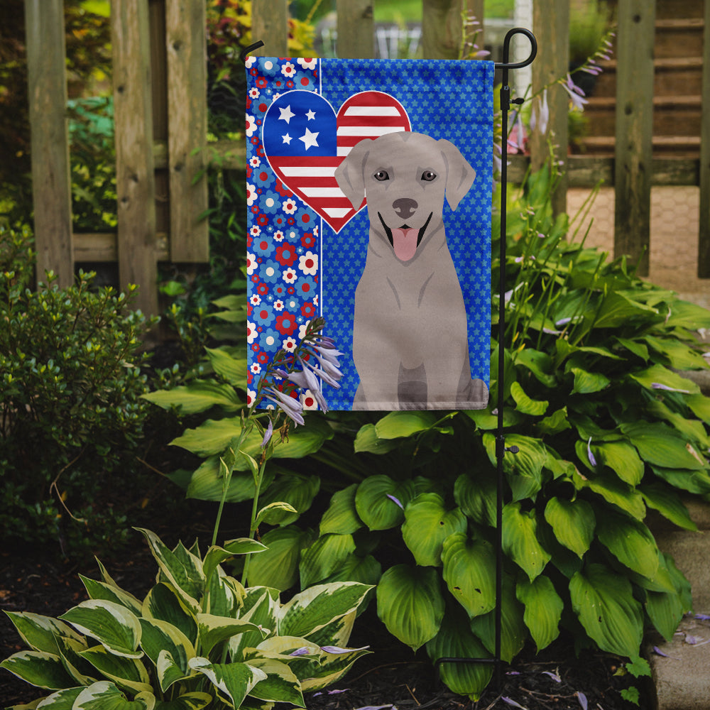 Gray Labrador Retriever USA American Flag Garden Size