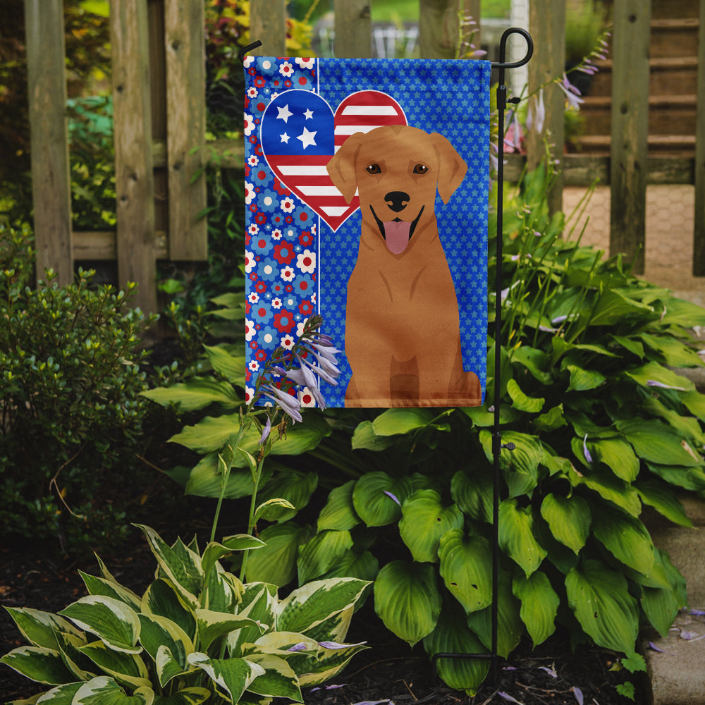 Red Fox Labrador Retriever USA American Flag Garden Size