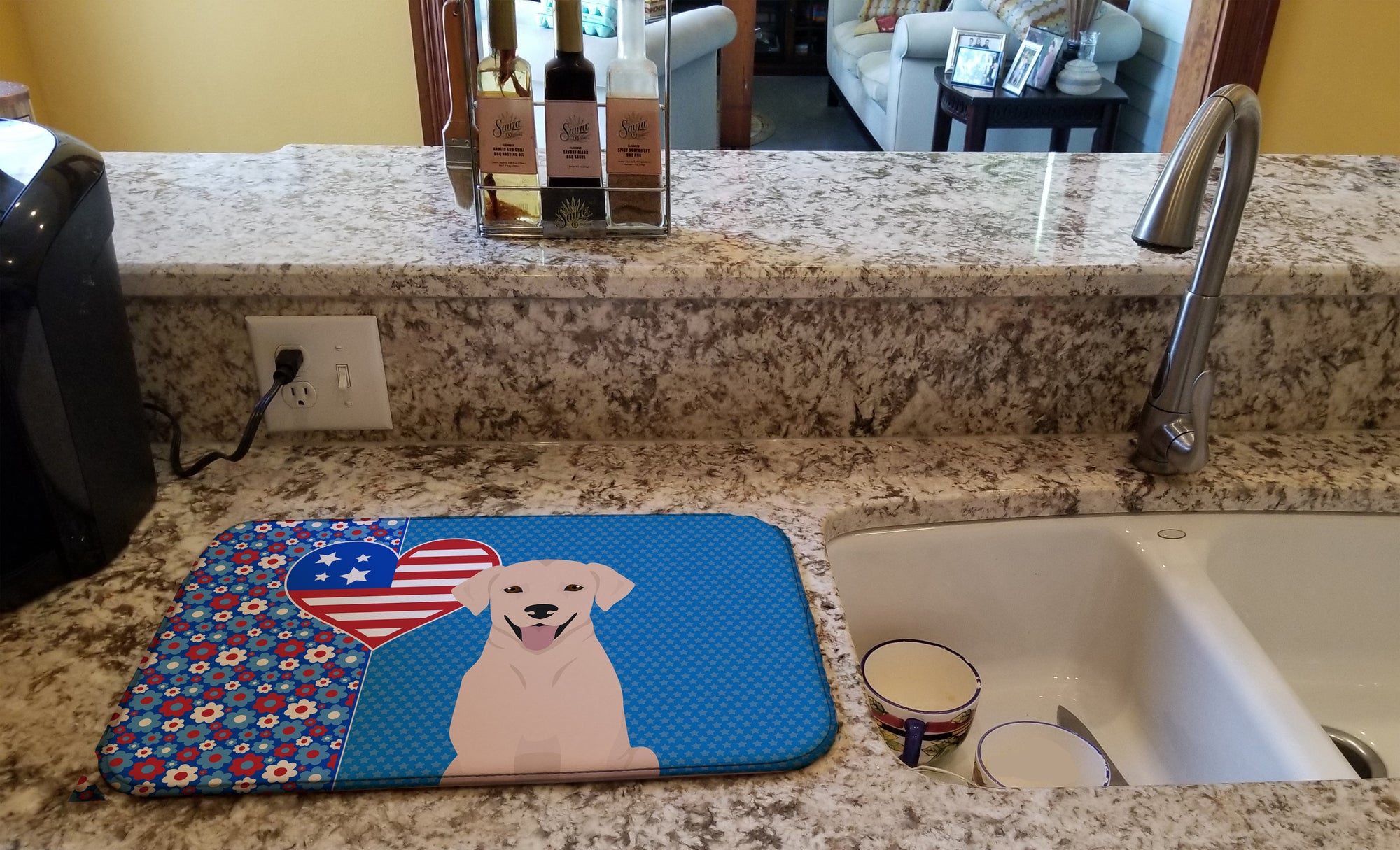 Yellow Labrador Retriever USA American Dish Drying Mat