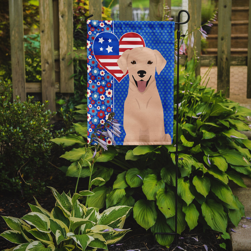 Yellow Labrador Retriever USA American Flag Garden Size