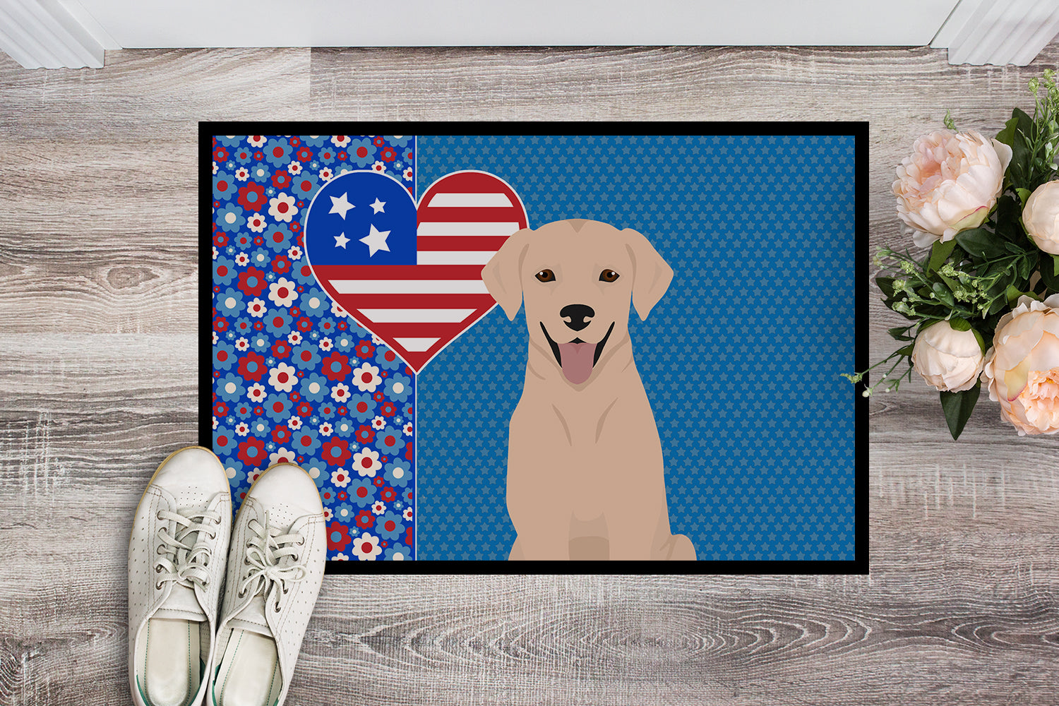 Buy this Yellow Labrador Retriever USA American Indoor or Outdoor Mat 24x36