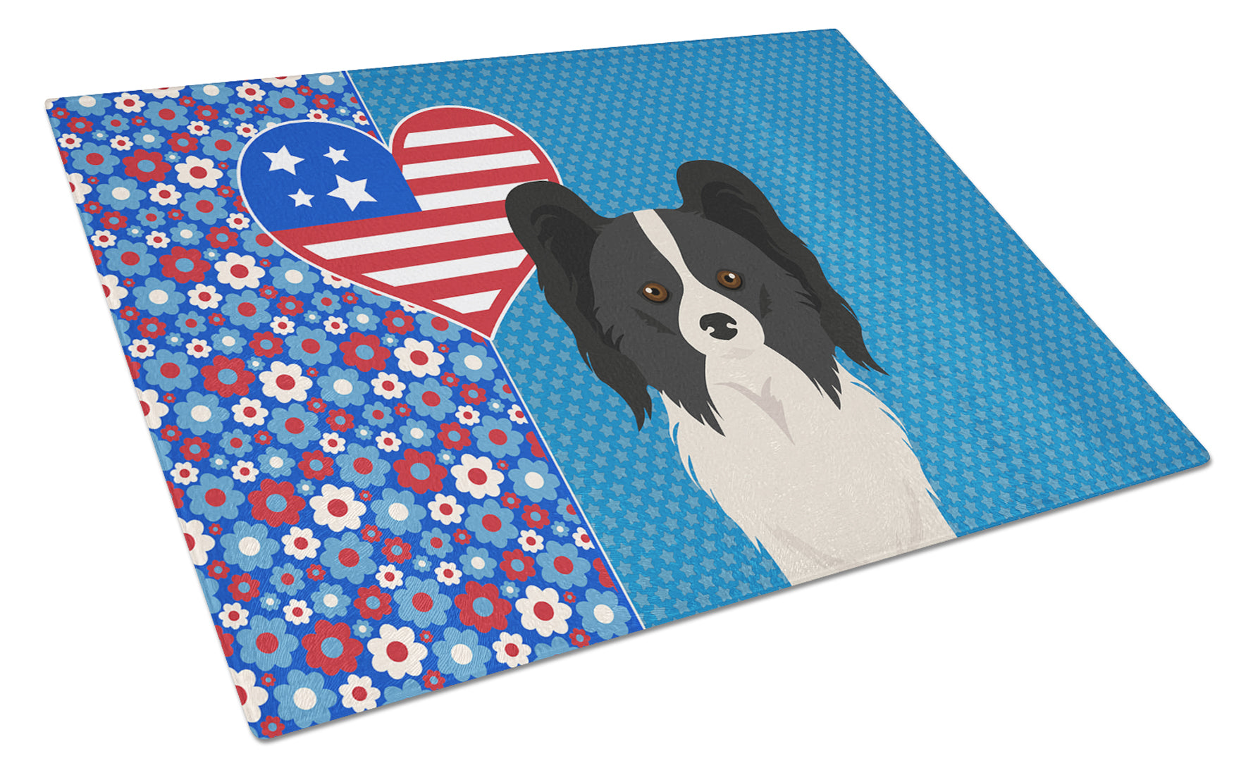 Buy this Black and White Papillon USA American Glass Cutting Board Large