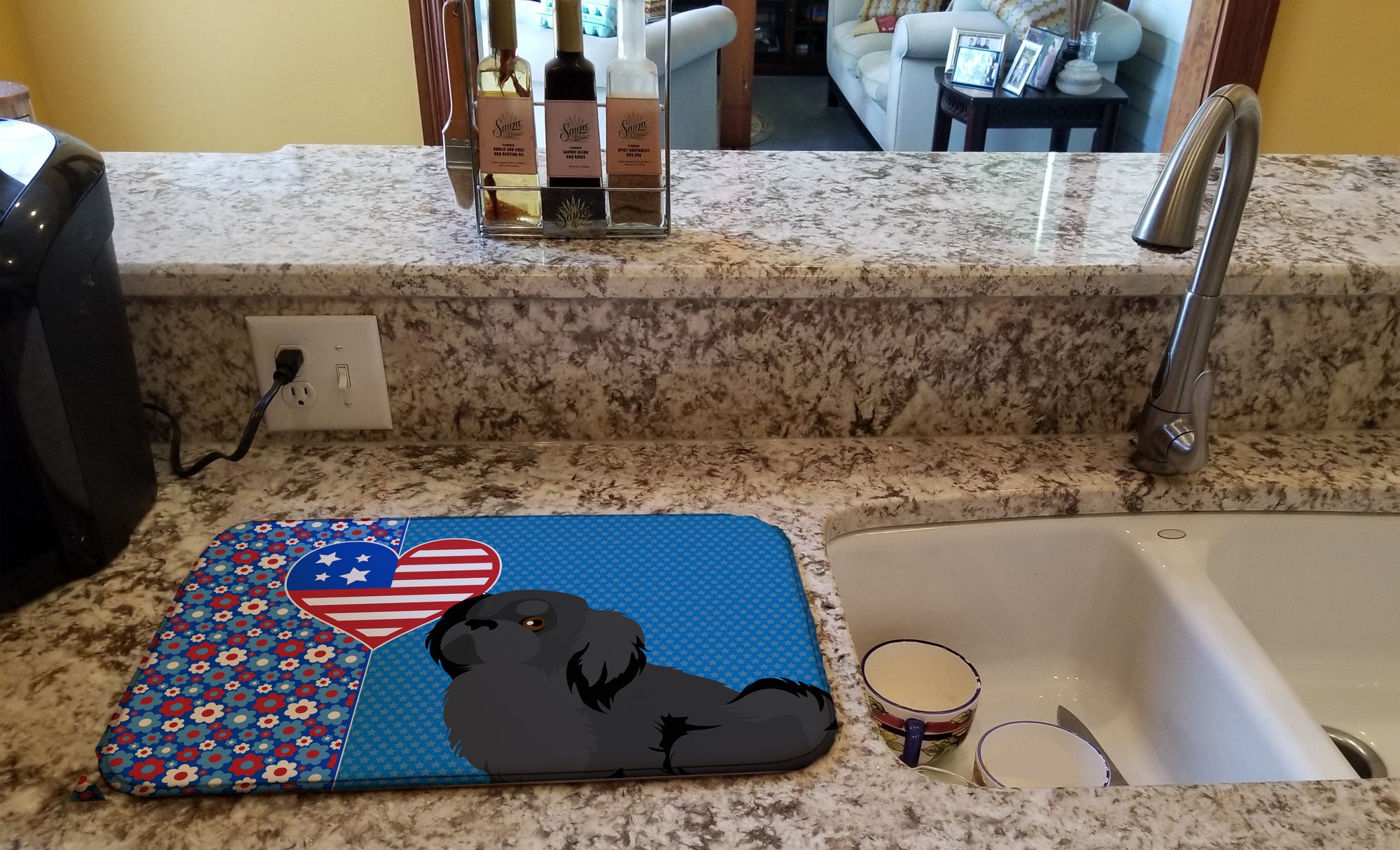 Black Pekingese USA American Dish Drying Mat