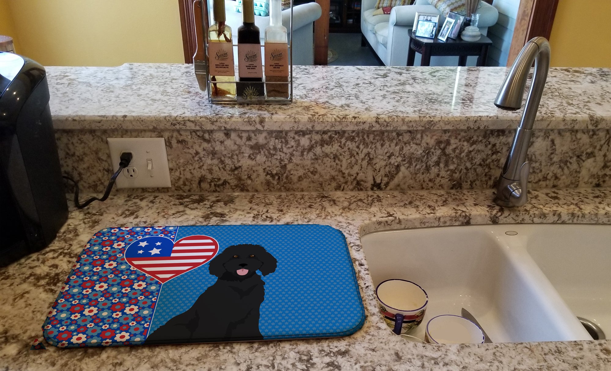 Standard Black Poodle USA American Dish Drying Mat