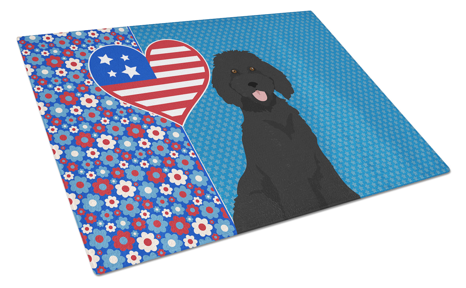 Buy this Standard Black Poodle USA American Glass Cutting Board Large